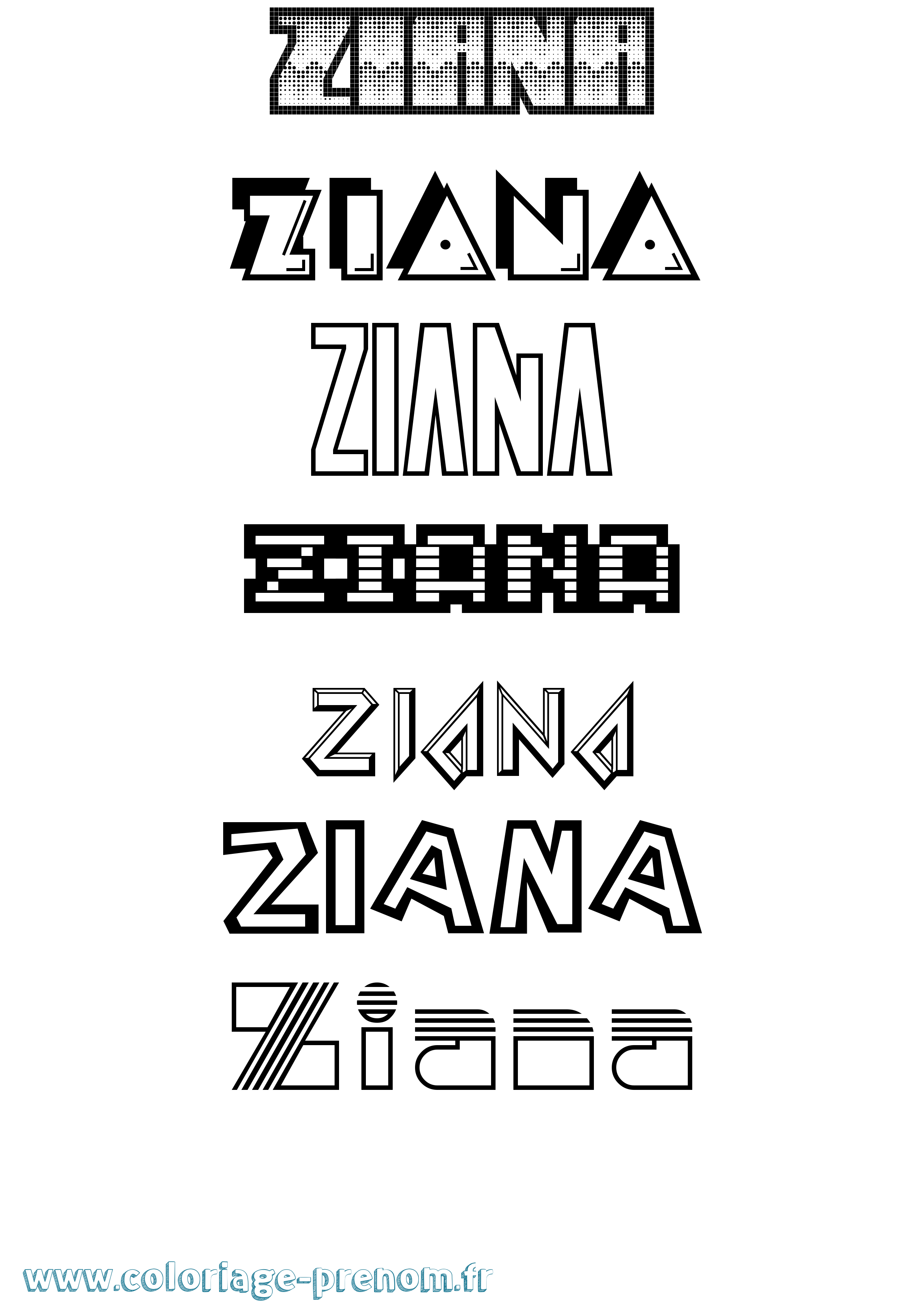 Coloriage Ziana Jeux Vidéos Coloriage prénom Ziana Jeux Vidéos