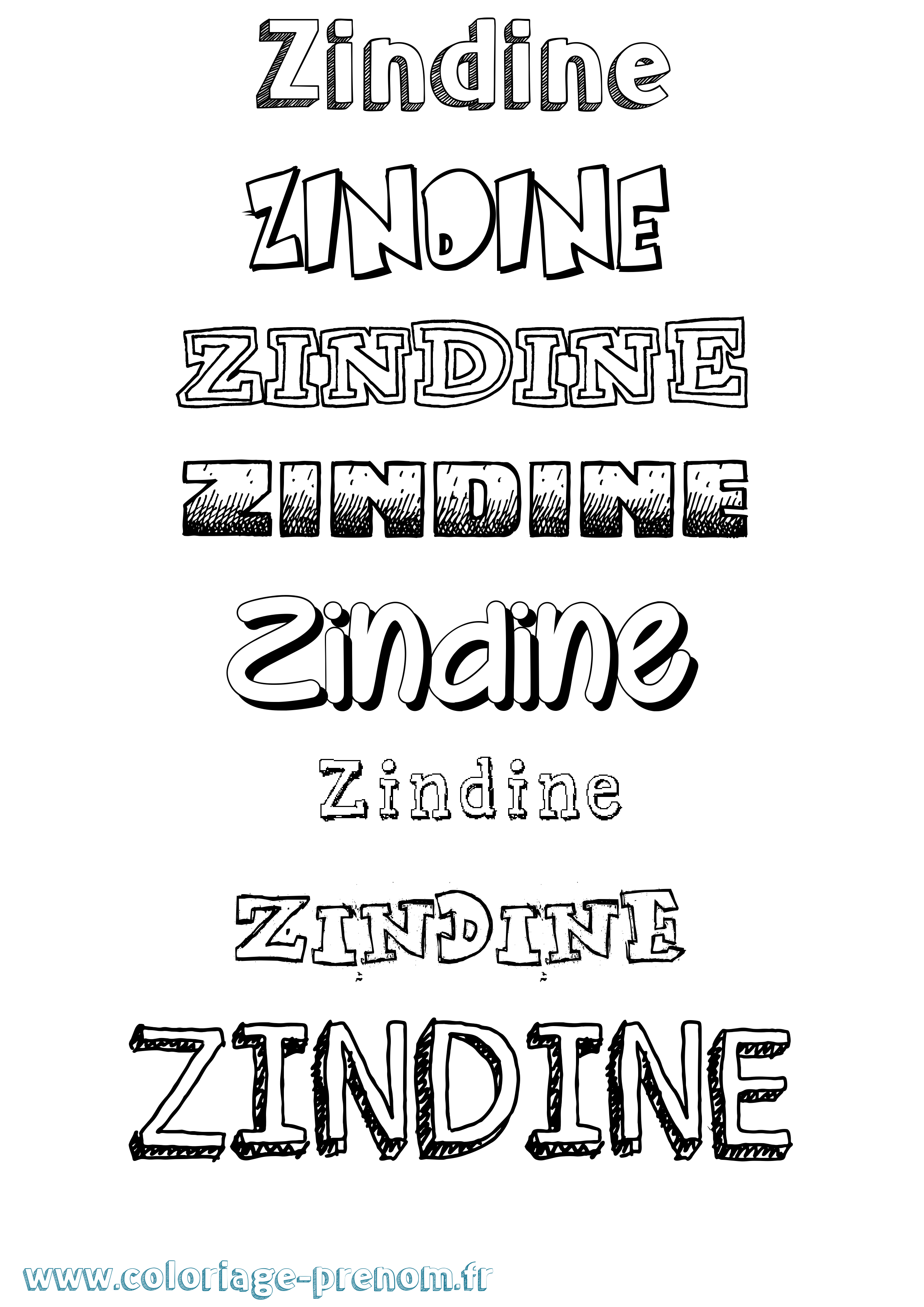 Coloriage Zindine Dessiné Coloriage prénom Zindine Dessiné