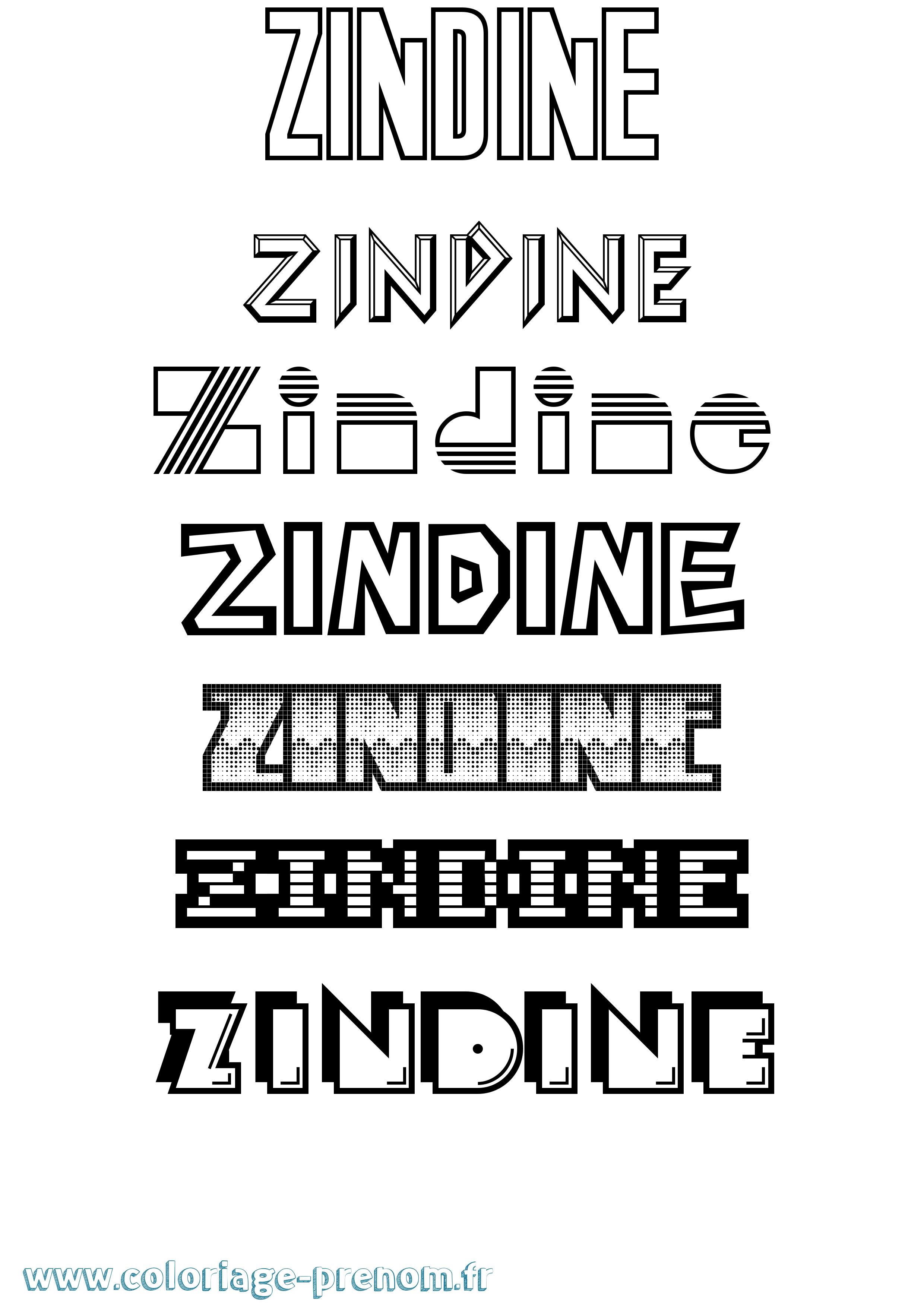 Coloriage Zindine Jeux Vidéos Coloriage prénom Zindine Jeux Vidéos