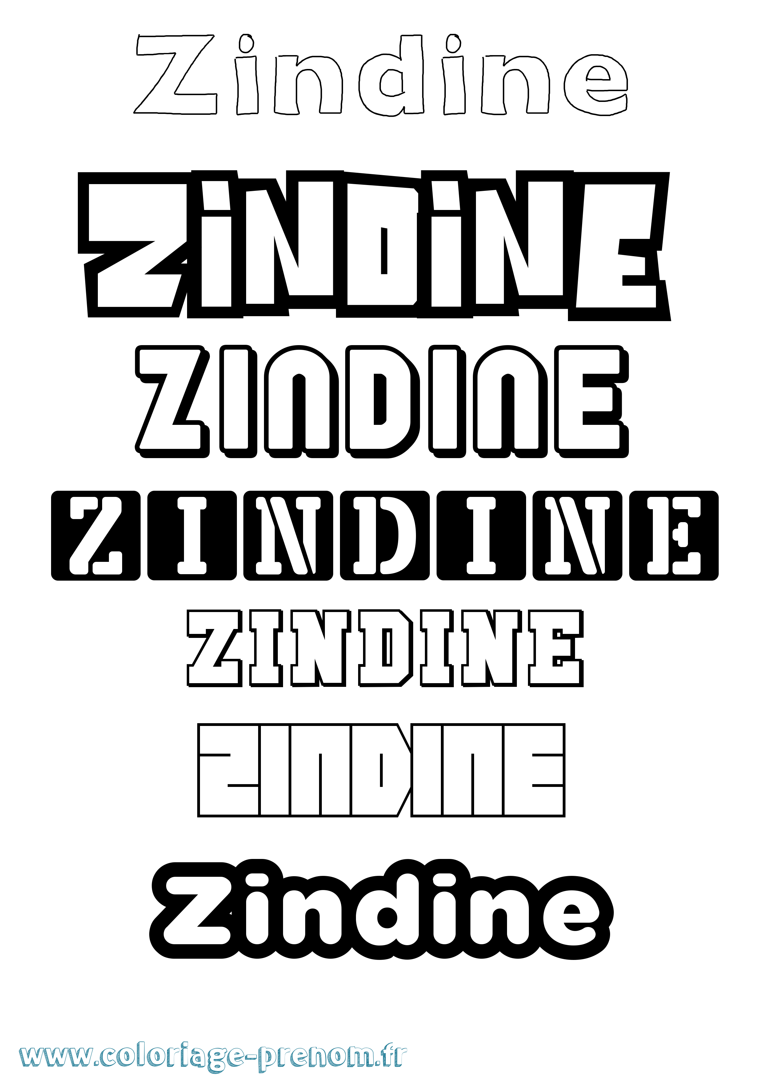 Coloriage Zindine Simple Coloriage prénom Zindine Simple