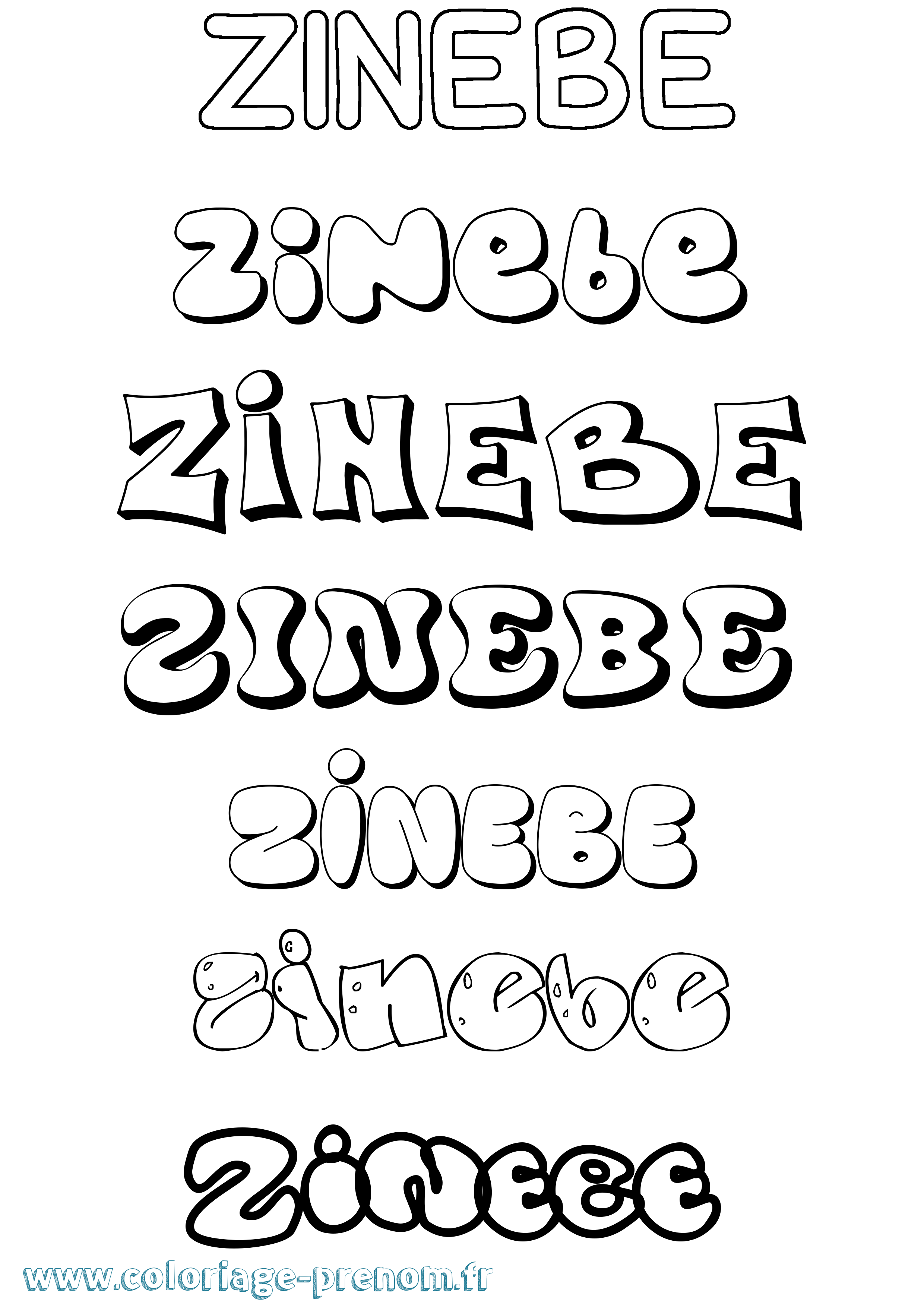 Coloriage Zinebe Bubble Coloriage prénom Zinebe Bubble