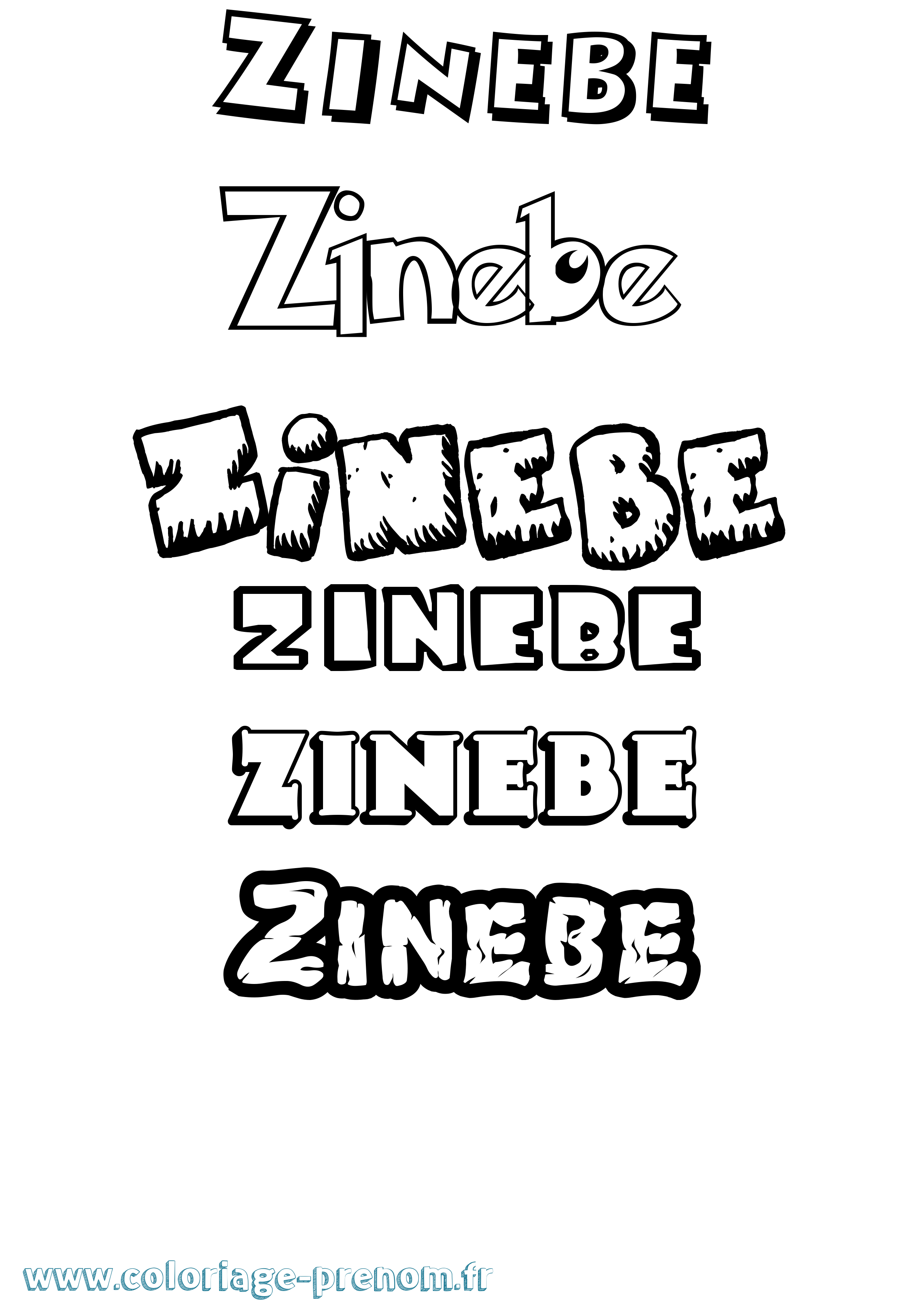 Coloriage Zinebe Dessin Animé Coloriage prénom Zinebe Dessin Animé