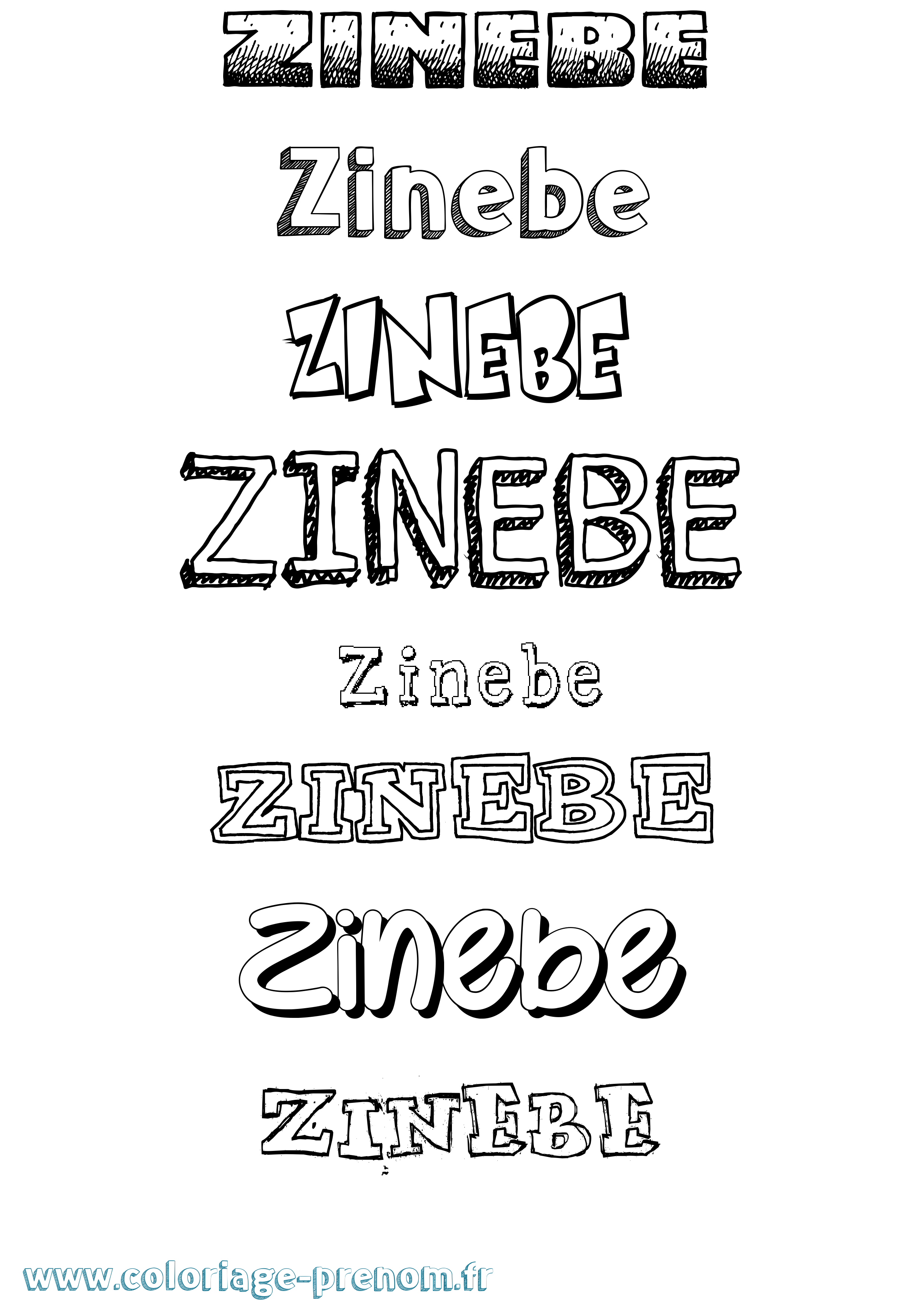 Coloriage Zinebe Dessiné Coloriage prénom Zinebe Dessiné