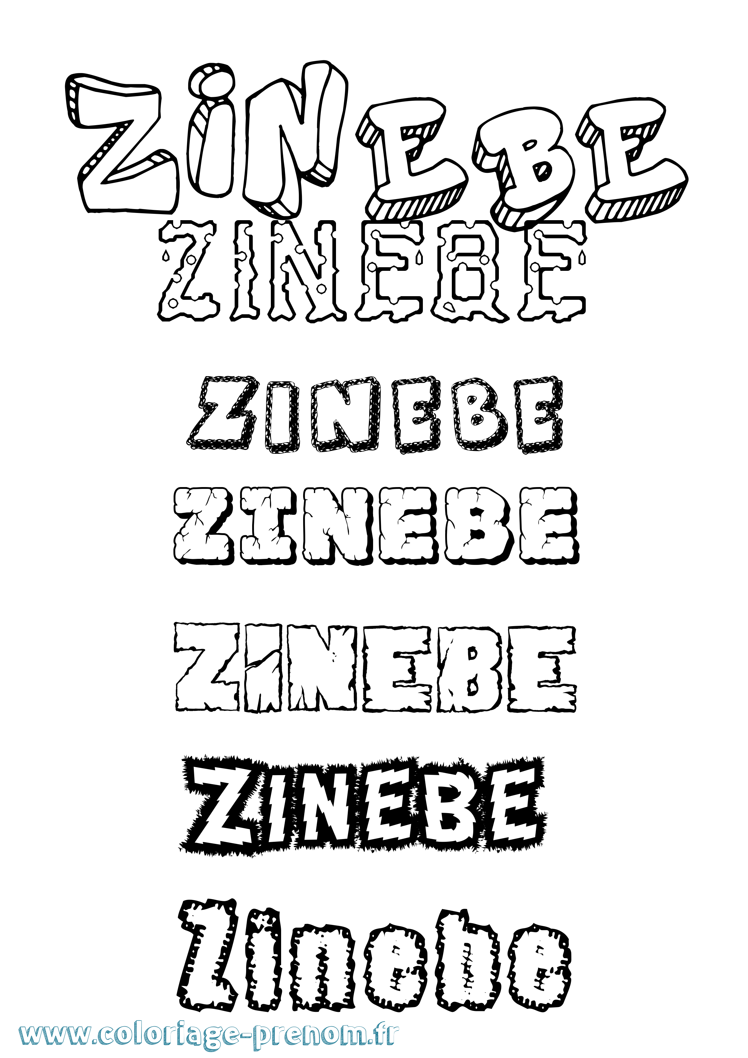 Coloriage Zinebe Destructuré Coloriage prénom Zinebe Destructuré
