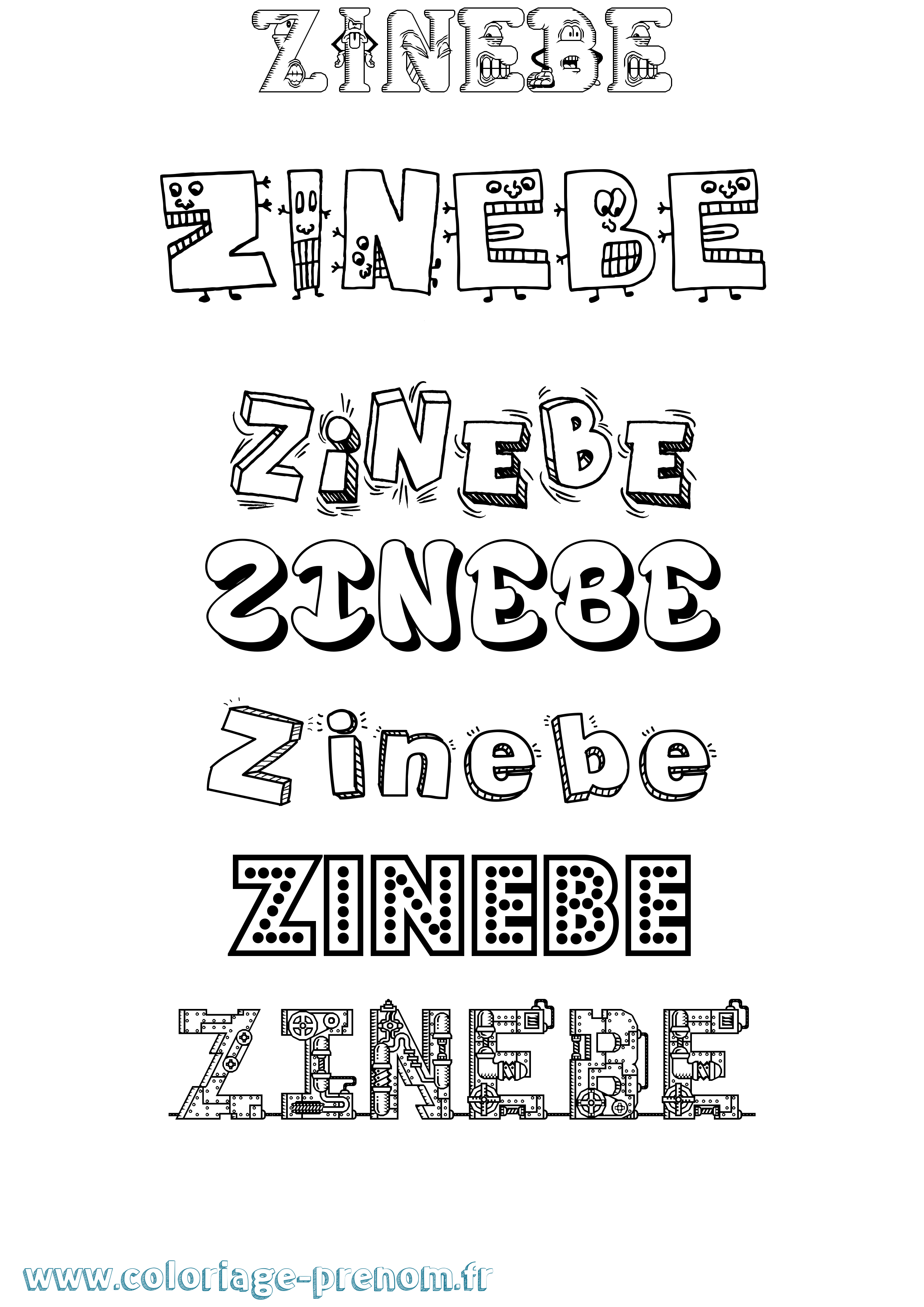 Coloriage Zinebe Fun Coloriage prénom Zinebe Fun