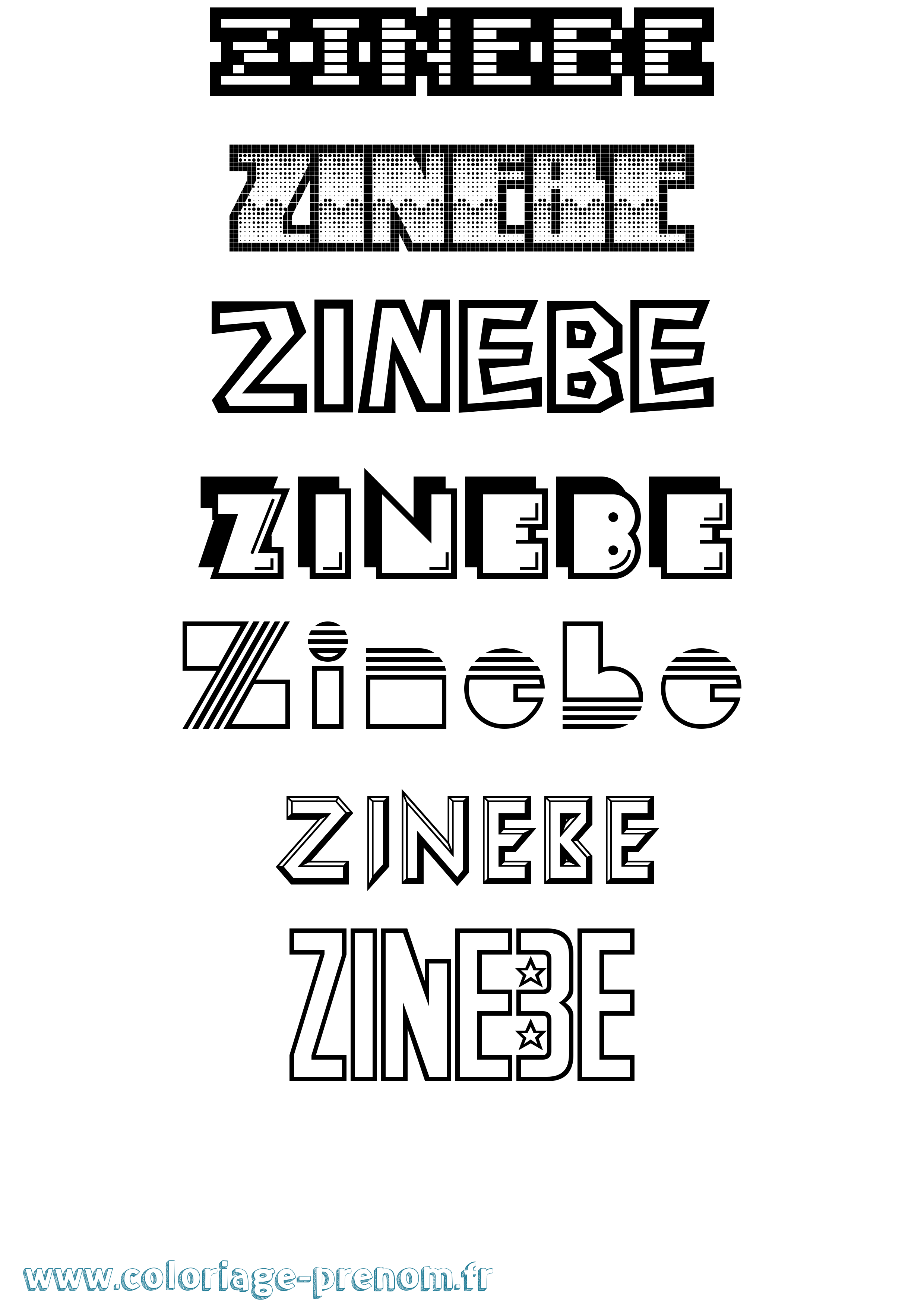 Coloriage Zinebe Jeux Vidéos Coloriage prénom Zinebe Jeux Vidéos
