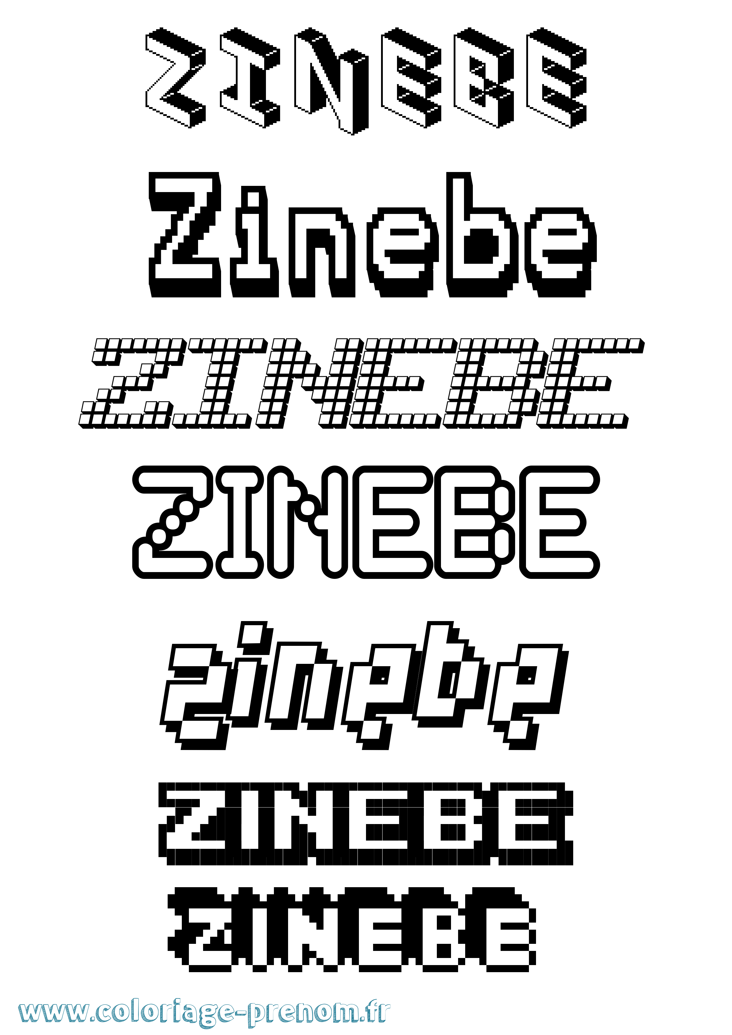 Coloriage Zinebe Pixel Coloriage prénom Zinebe Pixel