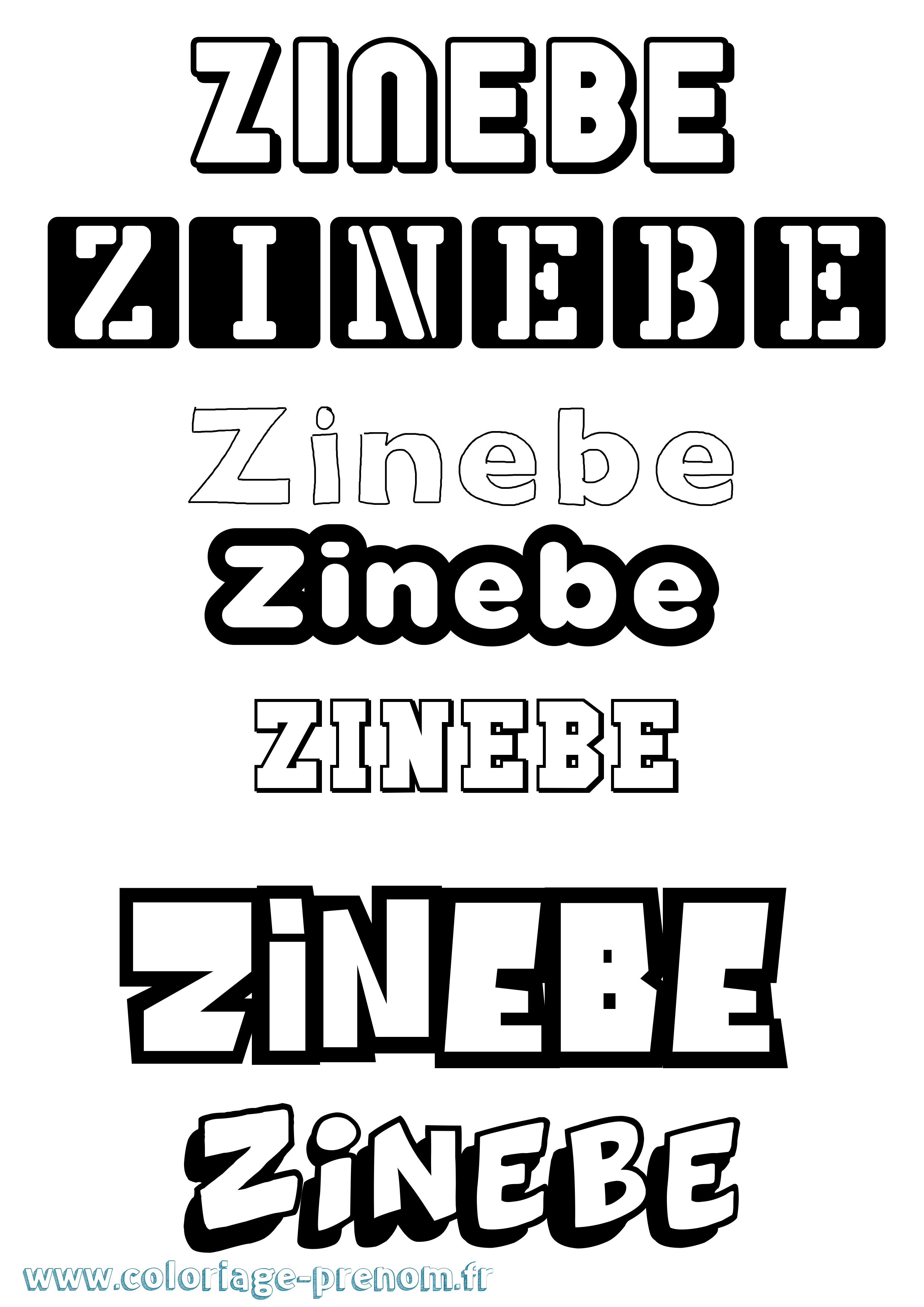 Coloriage Zinebe Simple Coloriage prénom Zinebe Simple