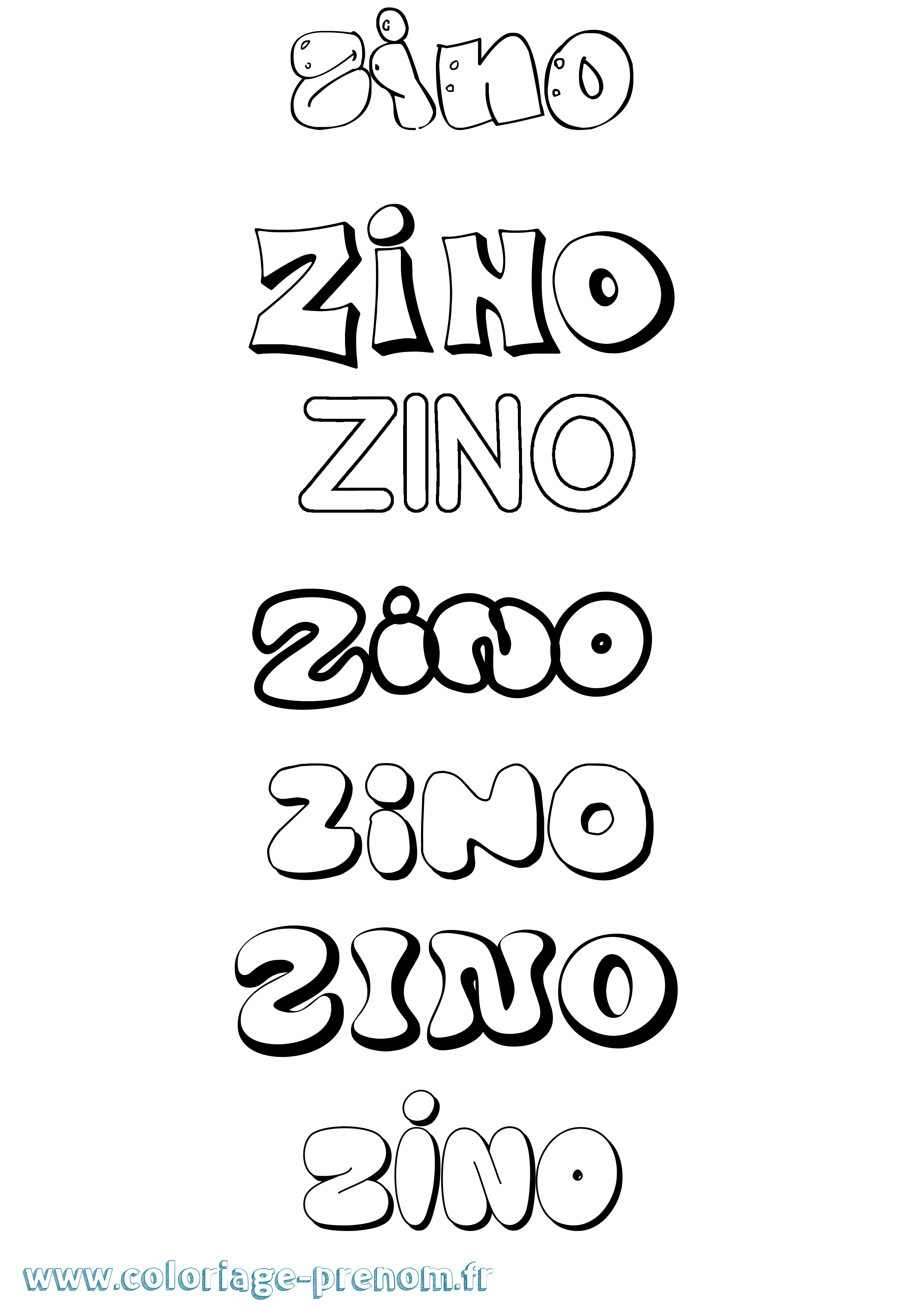 Coloriage Zino Bubble Coloriage prénom Zino Bubble