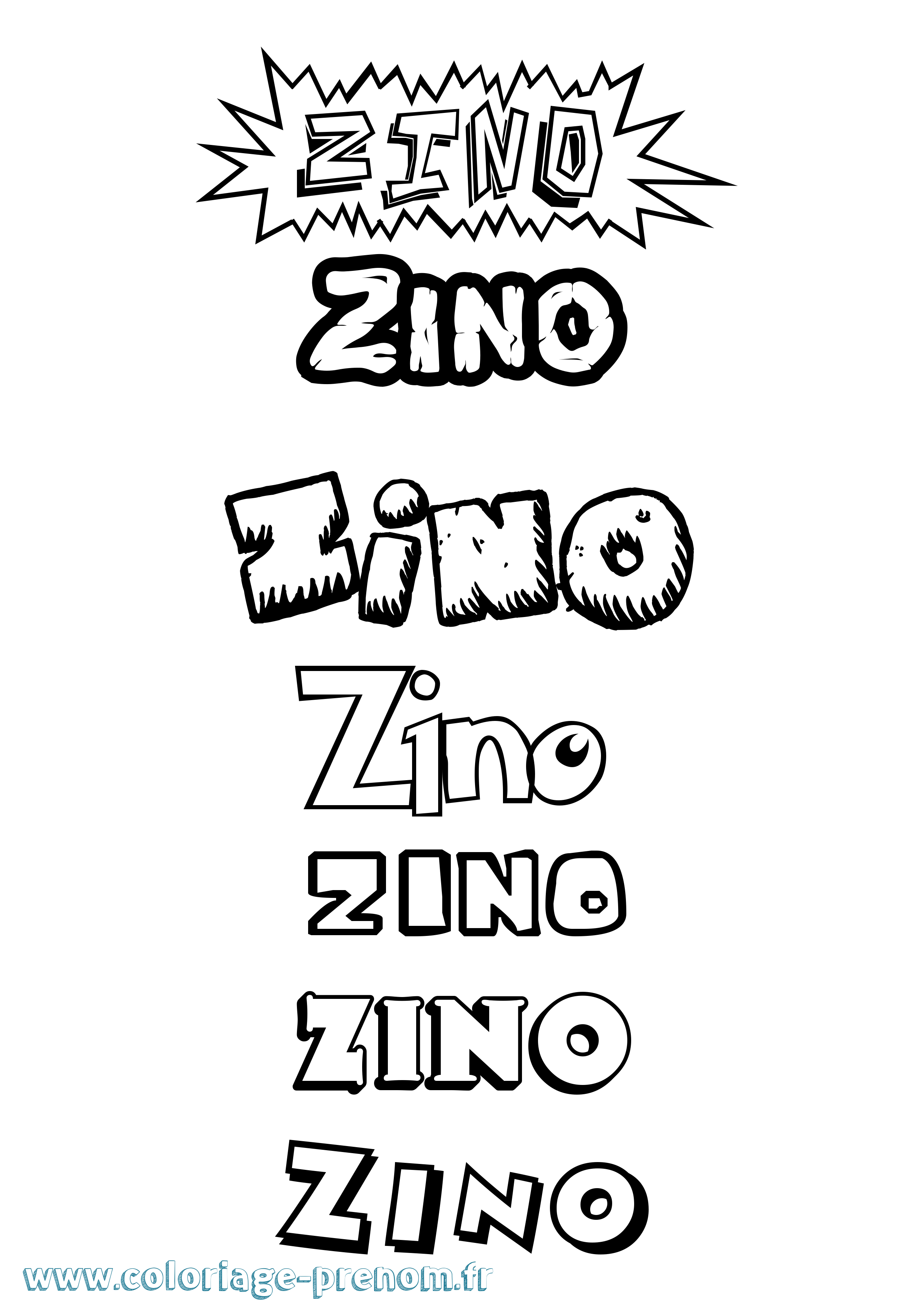 Coloriage Zino Dessin Animé Coloriage prénom Zino Dessin Animé