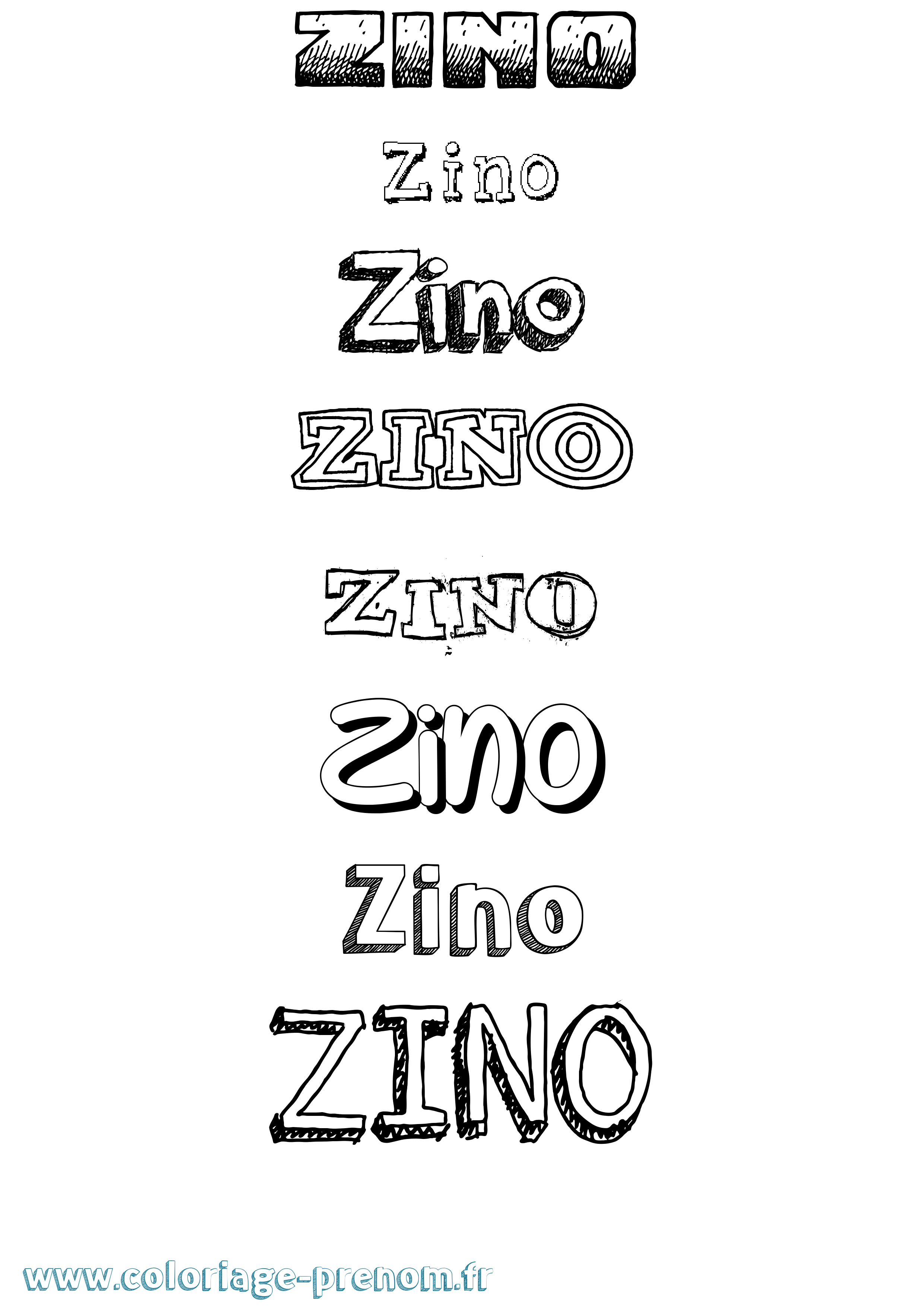 Coloriage Zino Dessiné Coloriage prénom Zino Dessiné