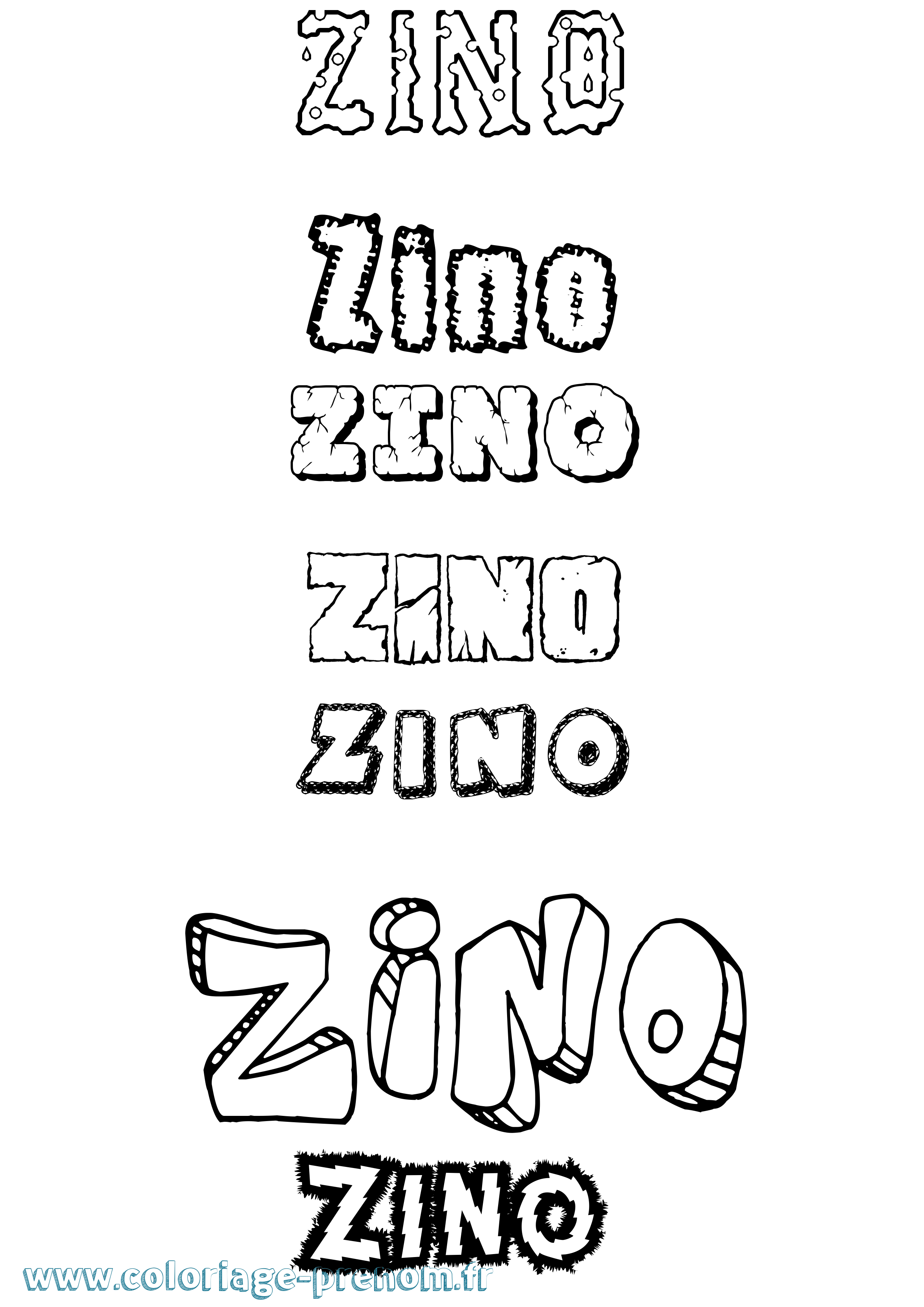 Coloriage Zino Destructuré Coloriage prénom Zino Destructuré