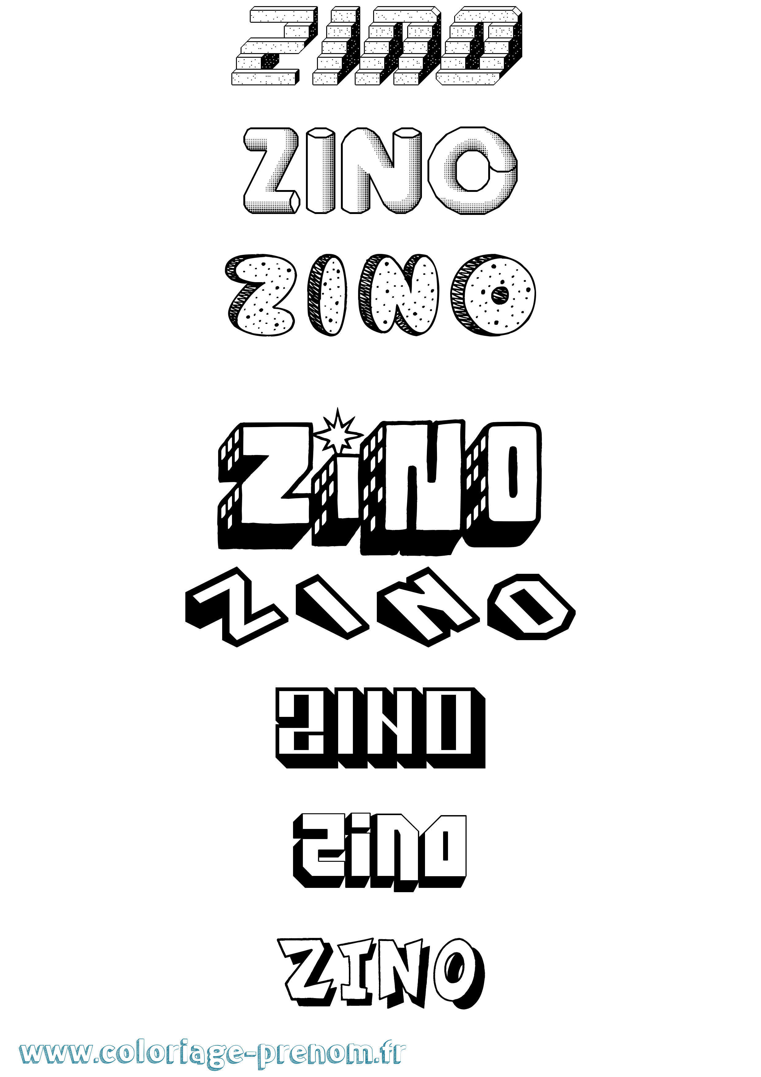 Coloriage Zino Effet 3D Coloriage prénom Zino Effet 3D