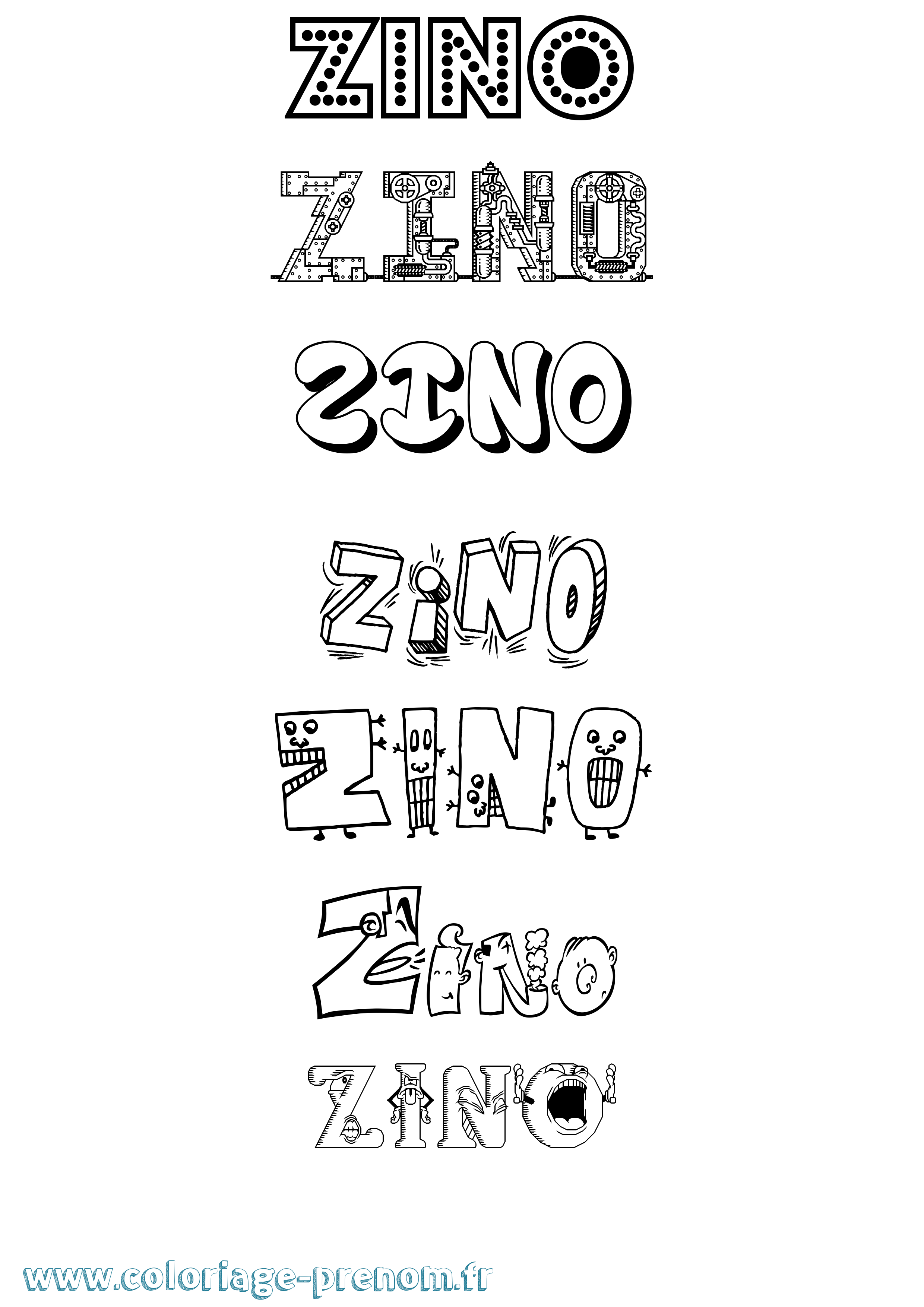 Coloriage Zino Fun Coloriage prénom Zino Fun