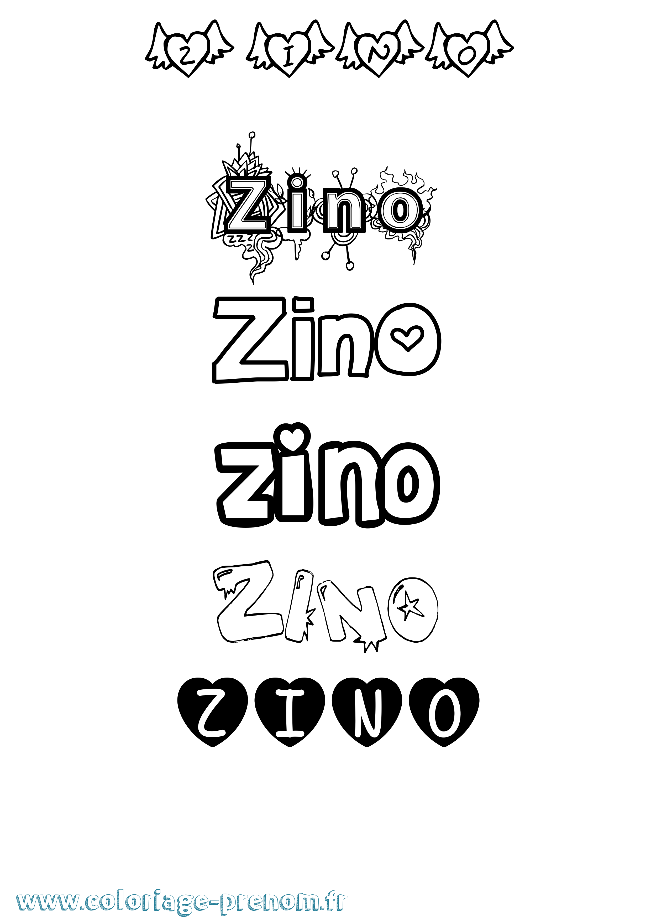 Coloriage Zino Girly Coloriage prénom Zino Girly