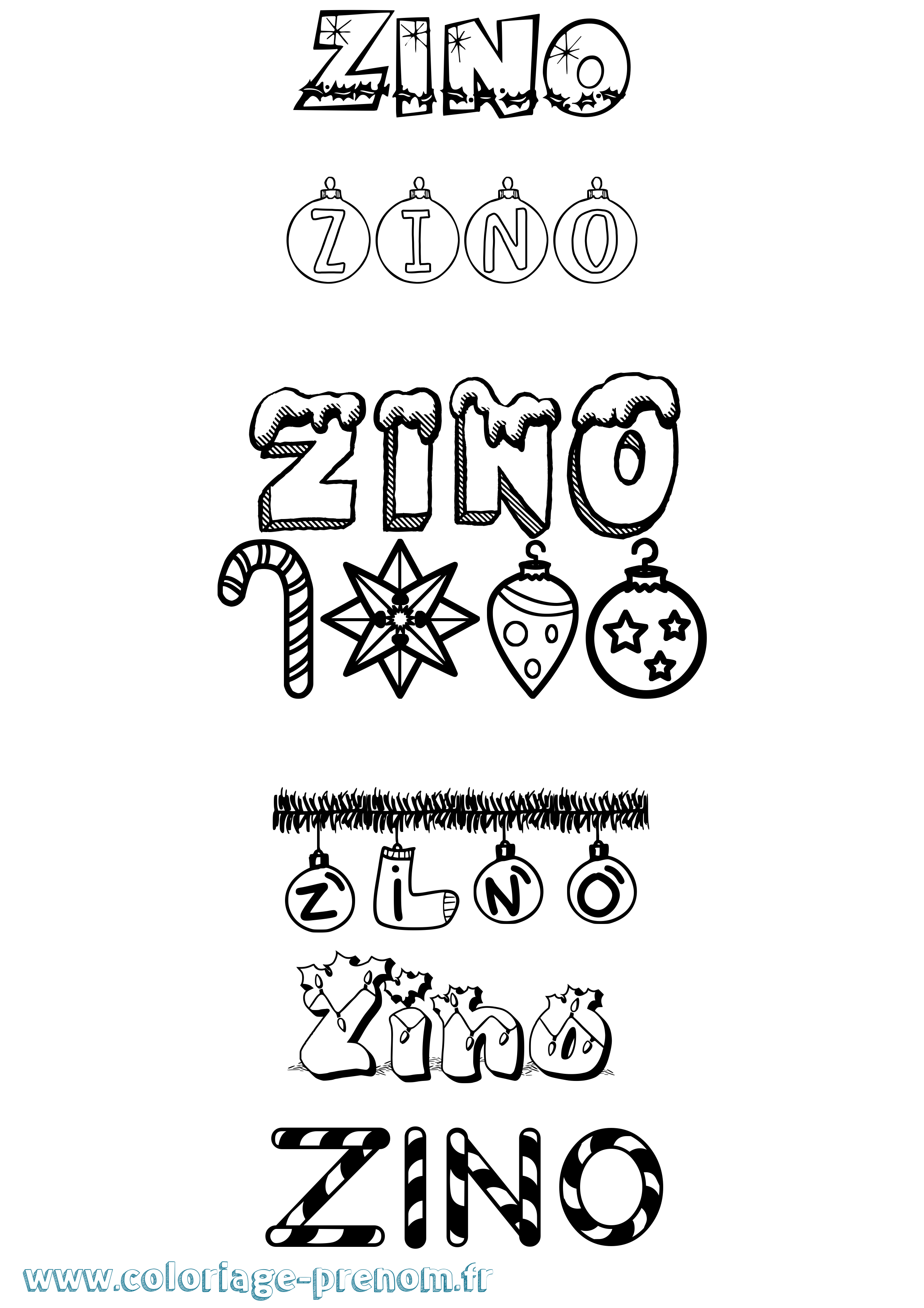 Coloriage Zino Noël Coloriage prénom Zino Noël