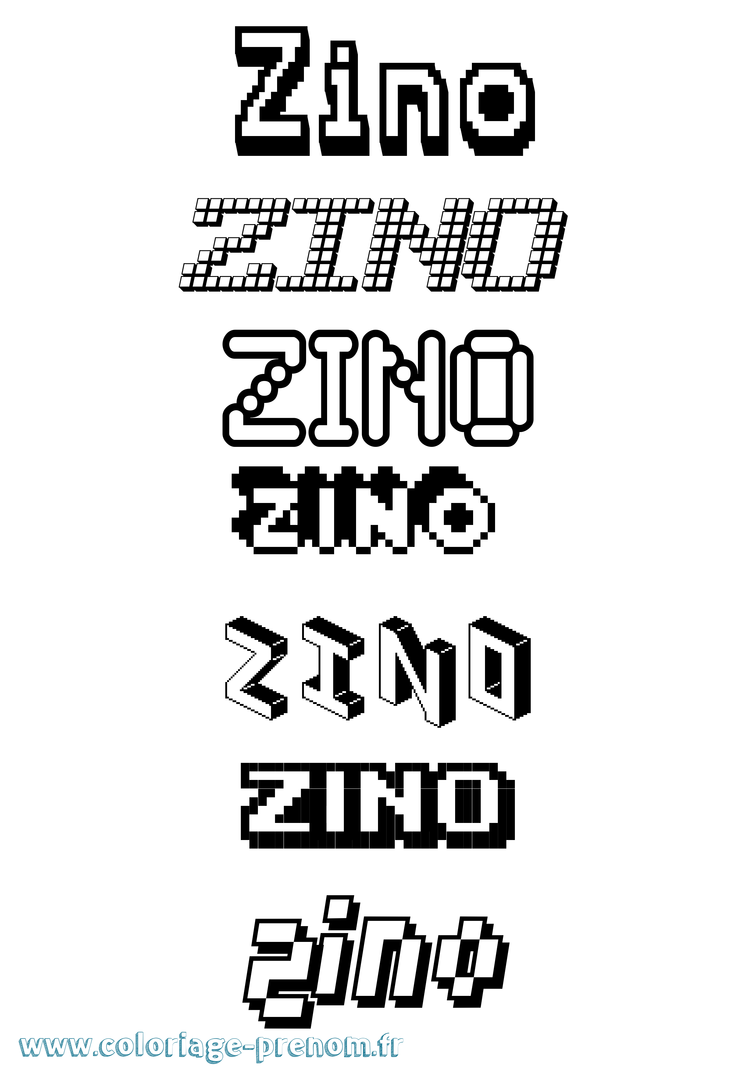Coloriage Zino Pixel Coloriage prénom Zino Pixel