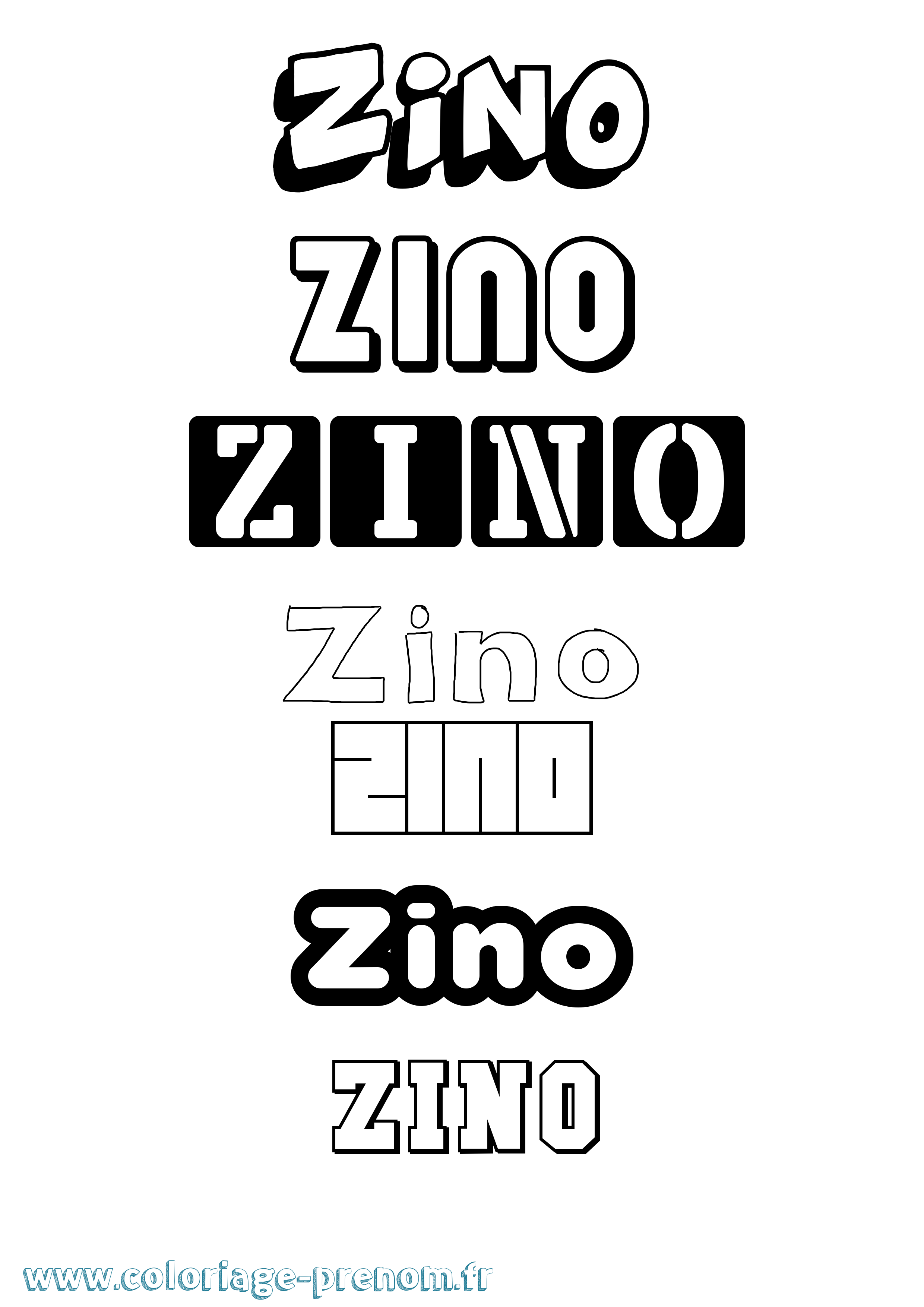 Coloriage Zino Simple Coloriage prénom Zino Simple