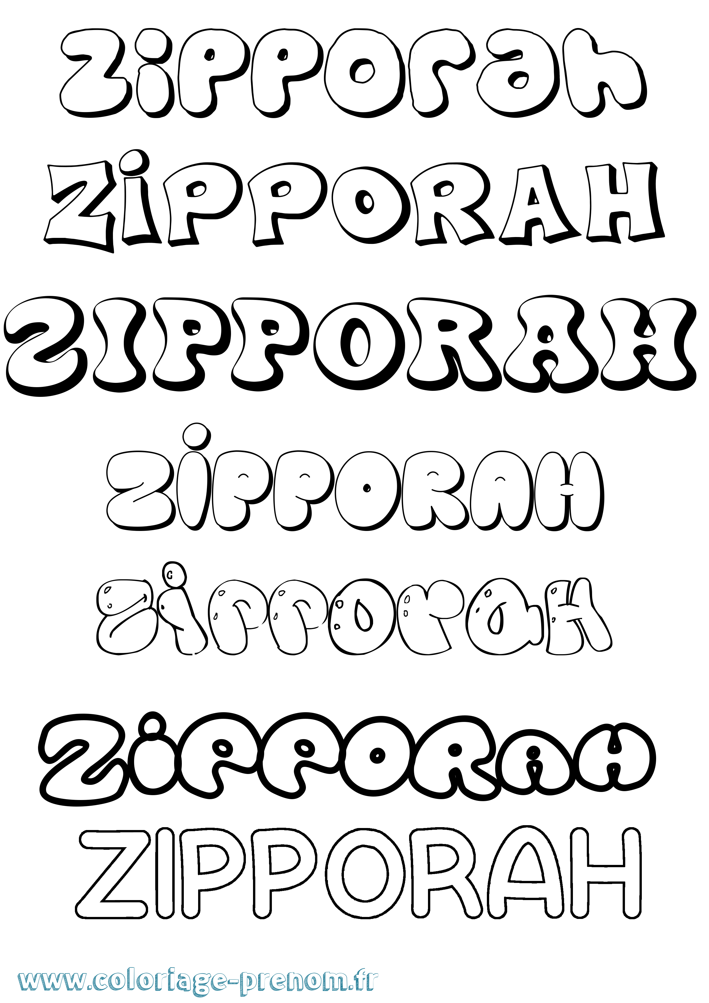 Coloriage Zipporah Bubble Coloriage prénom Zipporah Bubble