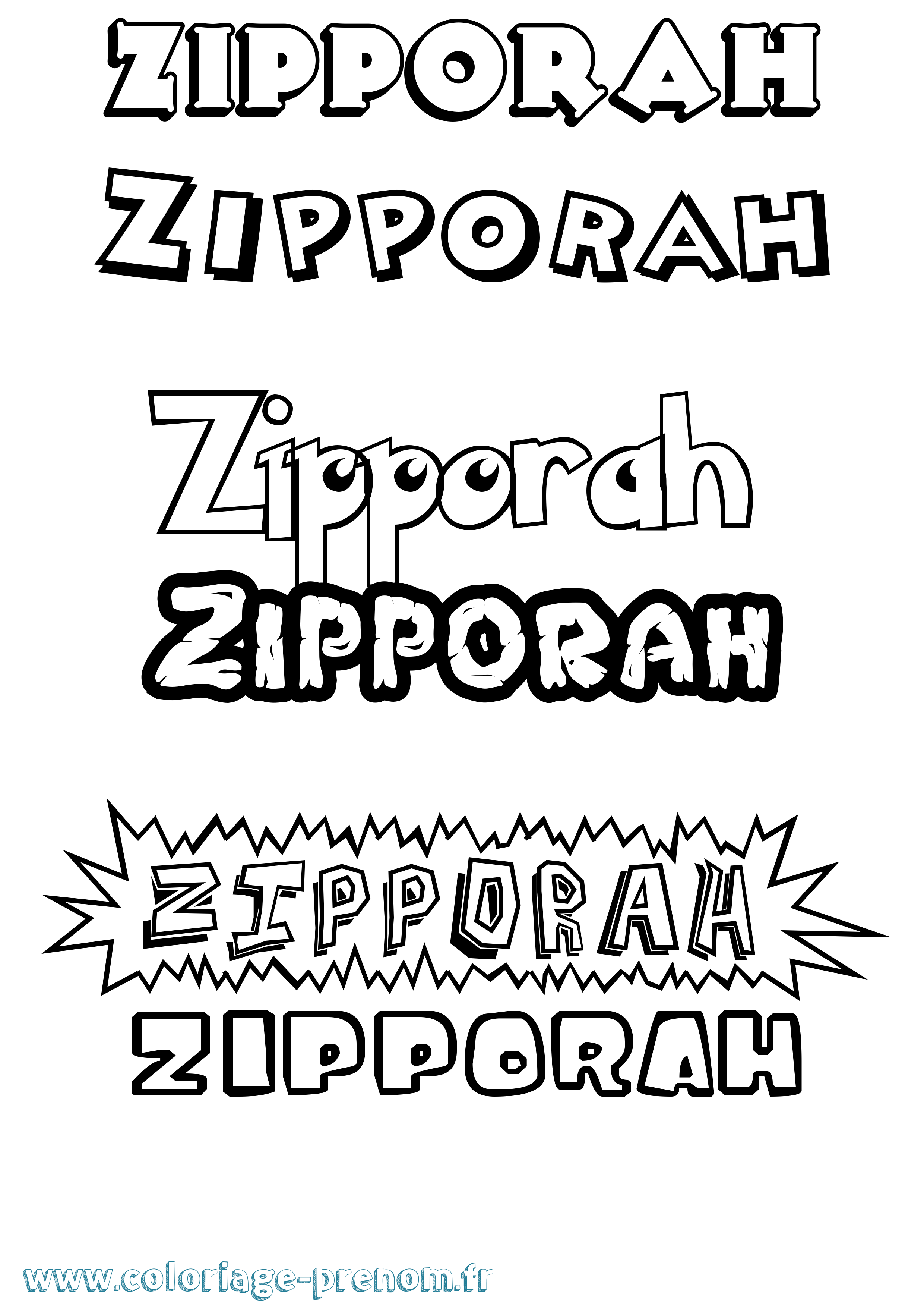 Coloriage Zipporah Dessin Animé Coloriage prénom Zipporah Dessin Animé