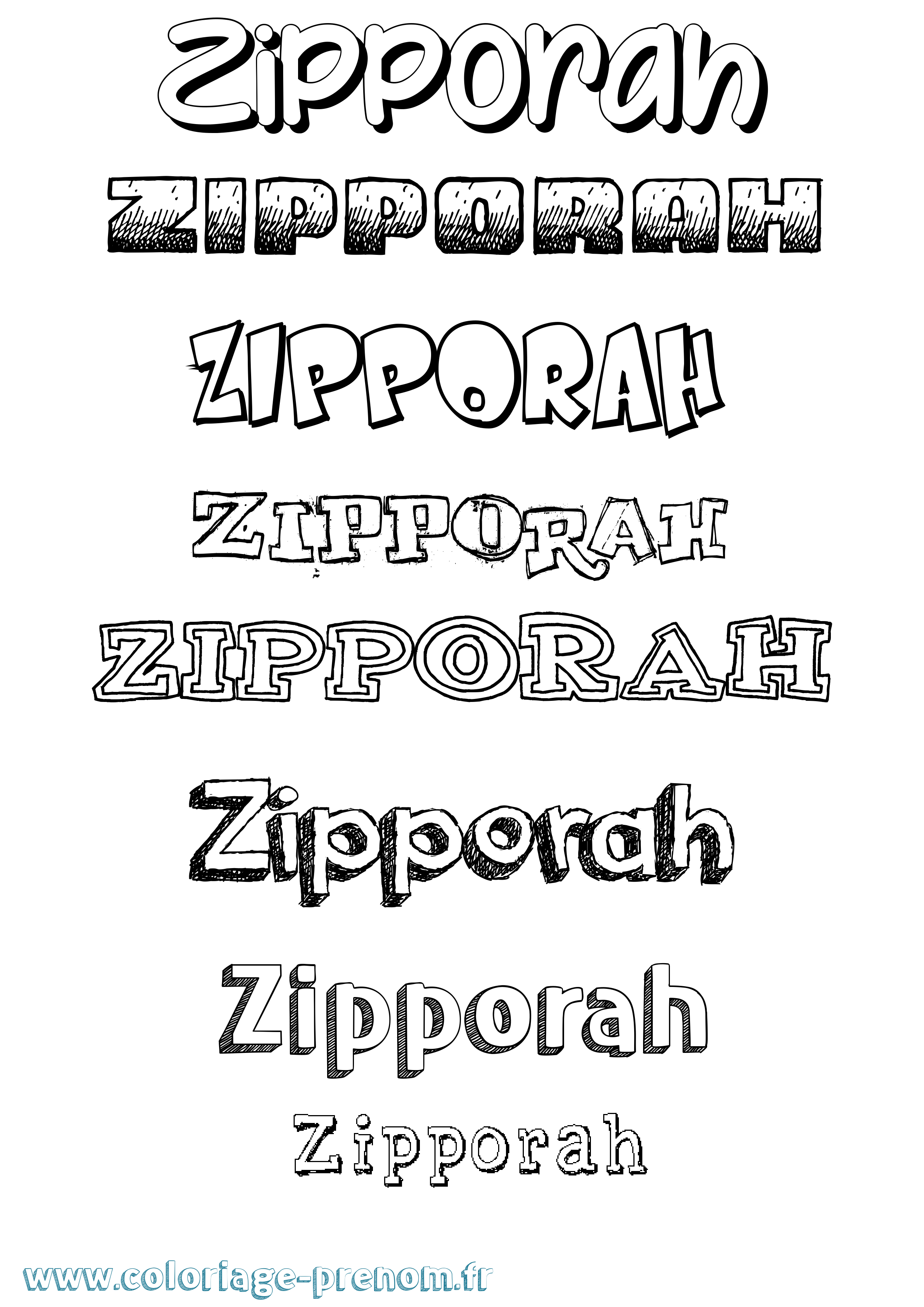 Coloriage Zipporah Dessiné Coloriage prénom Zipporah Dessiné