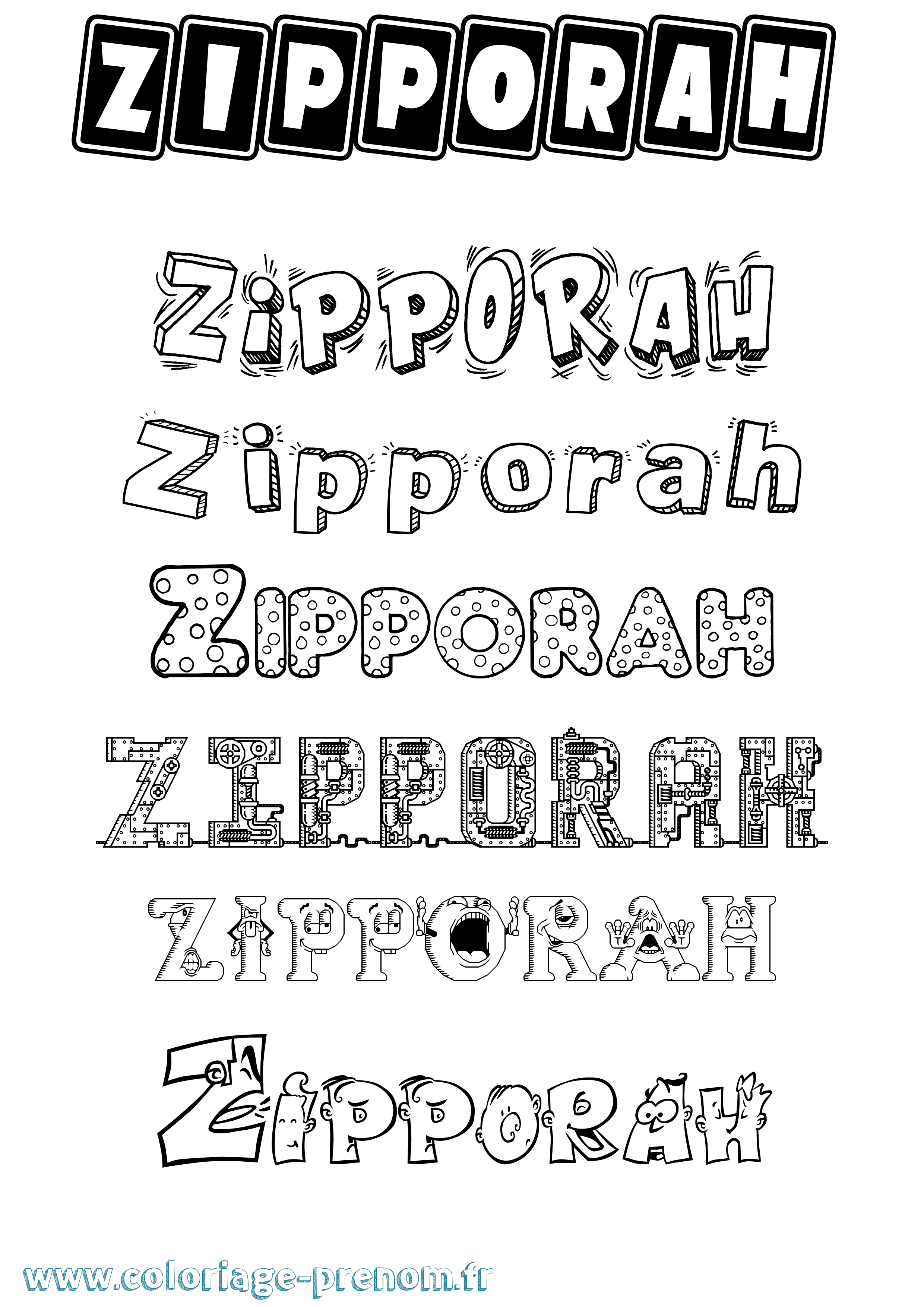 Coloriage Zipporah Fun Coloriage prénom Zipporah Fun