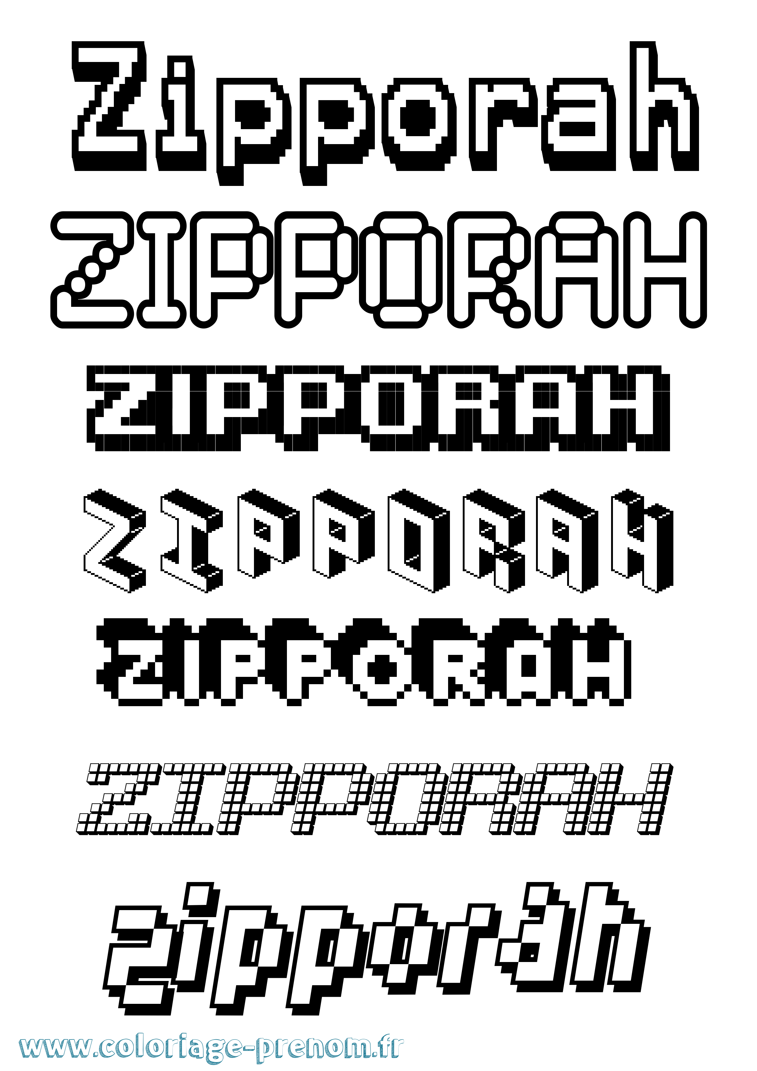 Coloriage Zipporah Pixel Coloriage prénom Zipporah Pixel