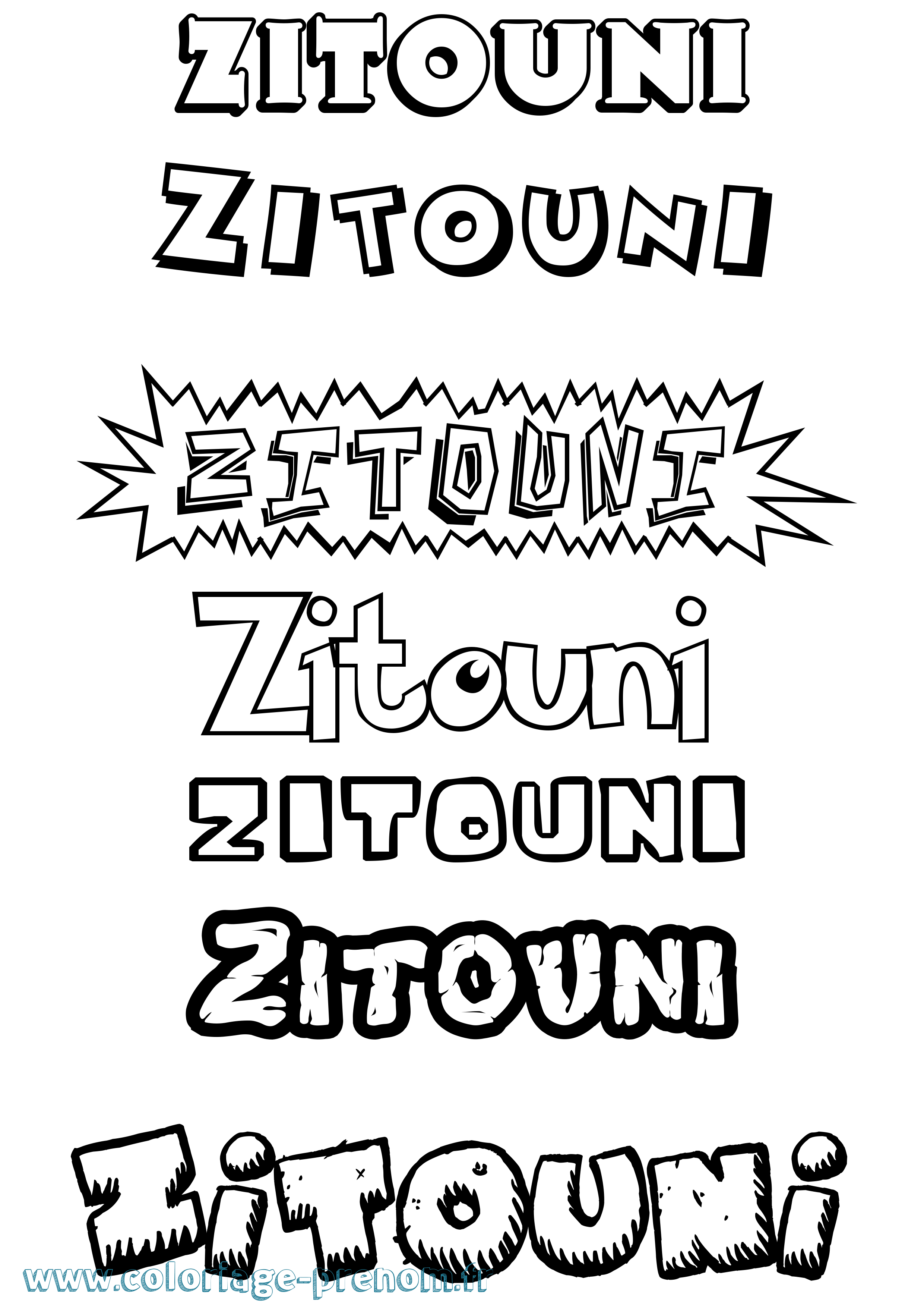 Coloriage Zitouni Dessin Animé Coloriage prénom Zitouni Dessin Animé