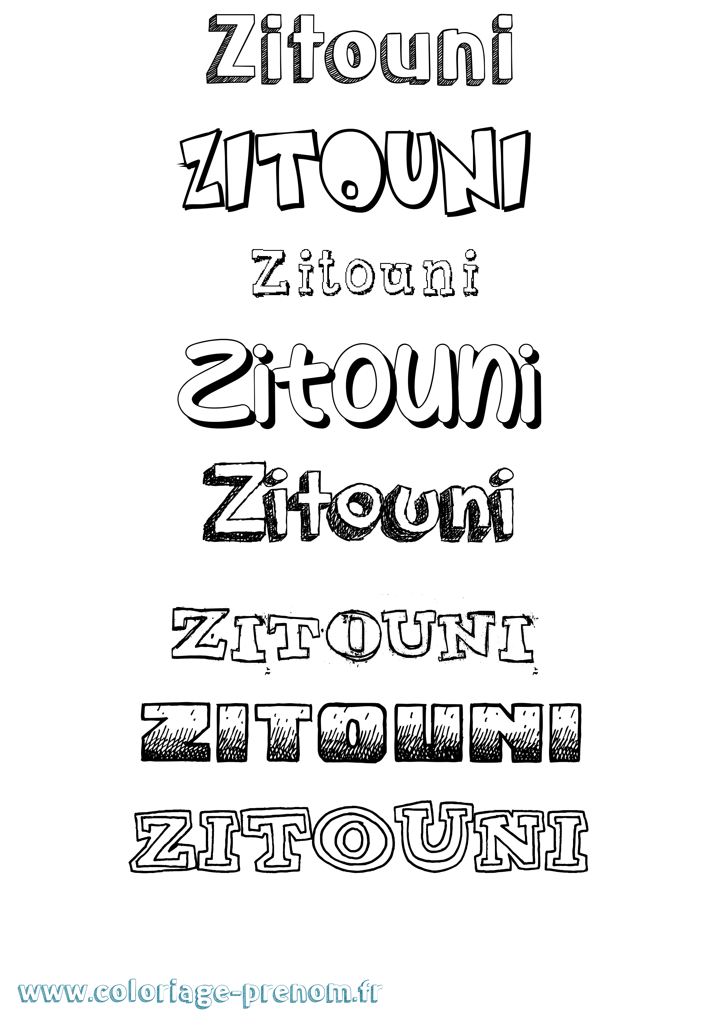 Coloriage Zitouni Dessiné Coloriage prénom Zitouni Dessiné