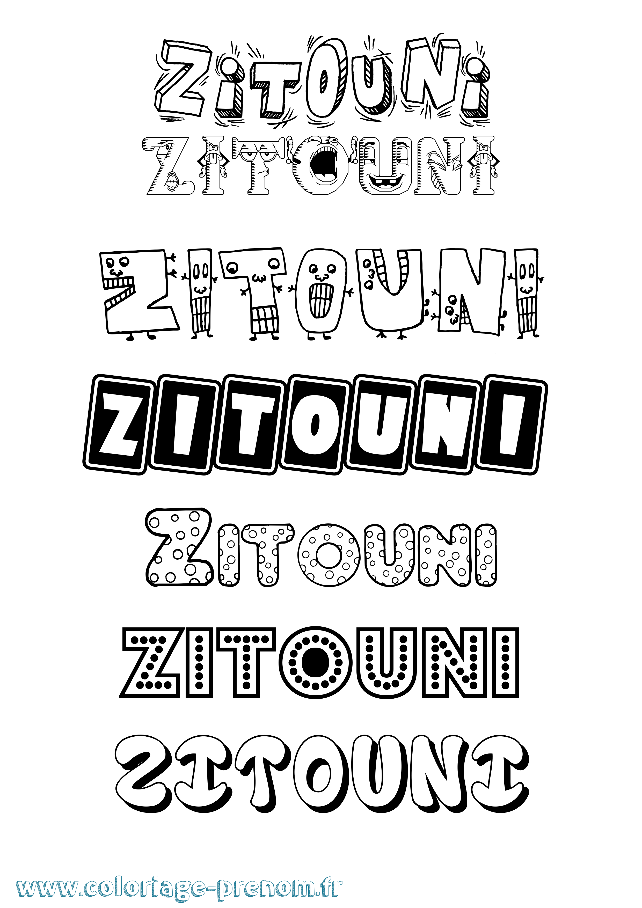 Coloriage Zitouni Fun Coloriage prénom Zitouni Fun