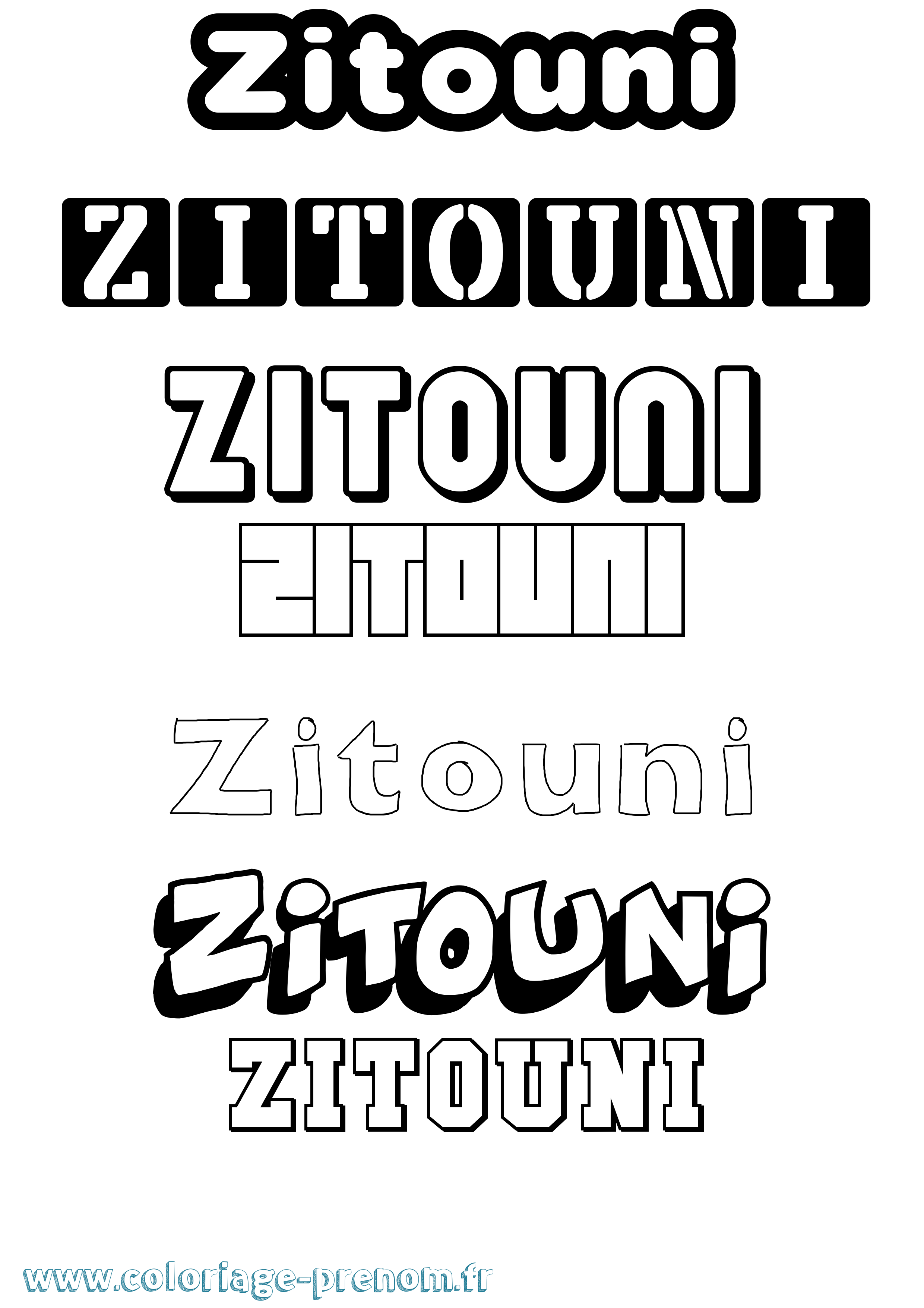 Coloriage Zitouni Simple Coloriage prénom Zitouni Simple