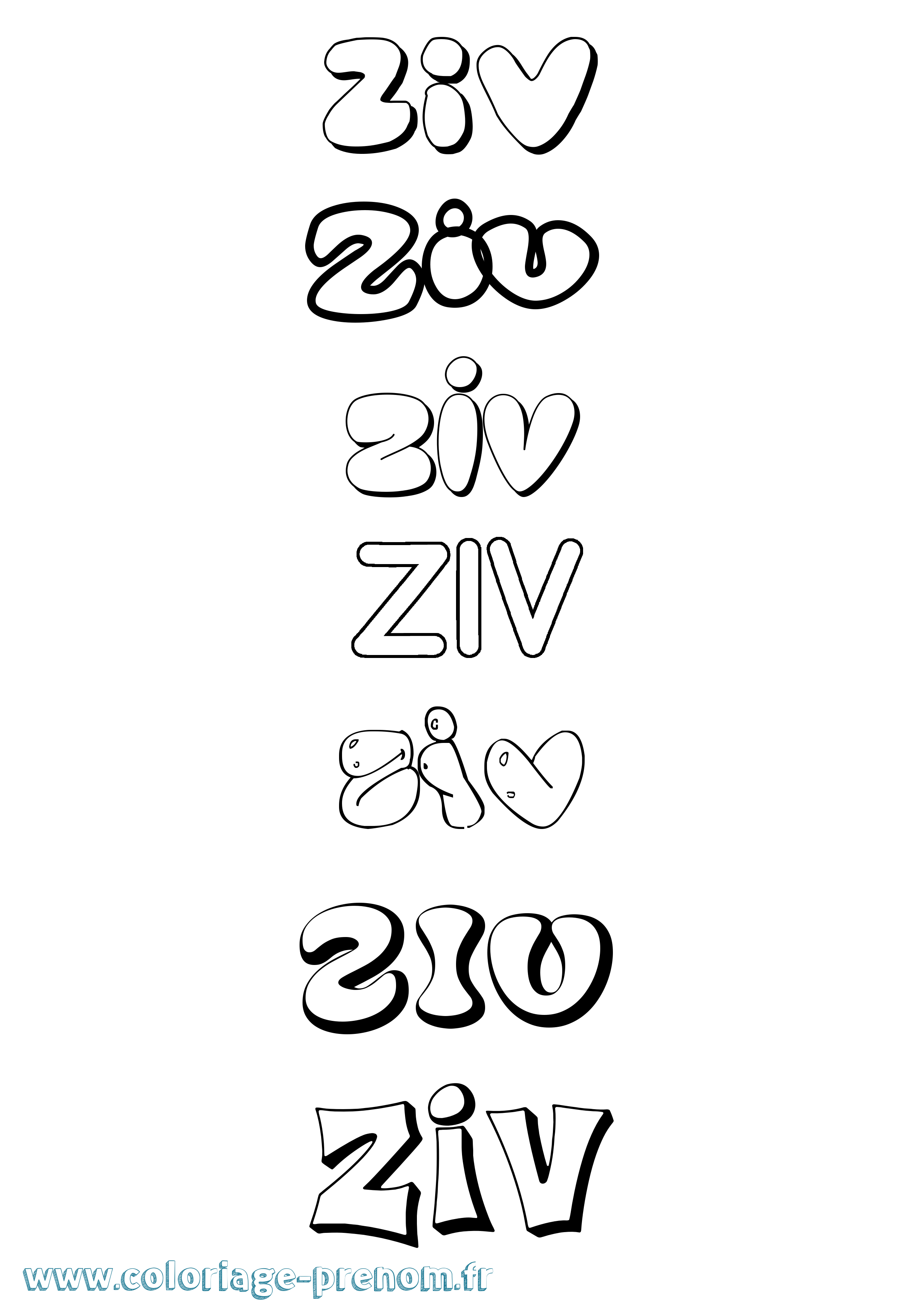 Coloriage Ziv Bubble Coloriage prénom Ziv Bubble
