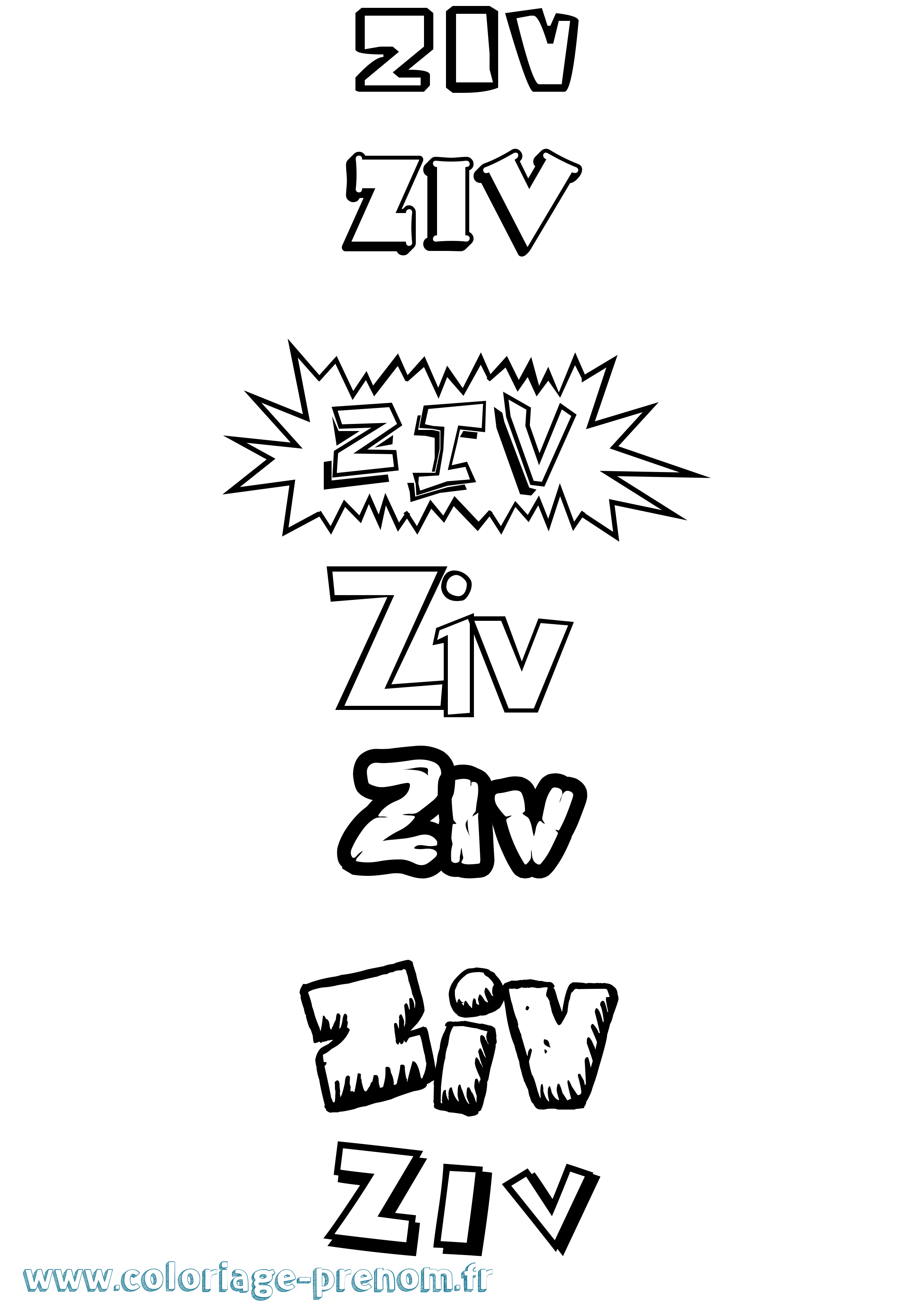 Coloriage Ziv Dessin Animé Coloriage prénom Ziv Dessin Animé