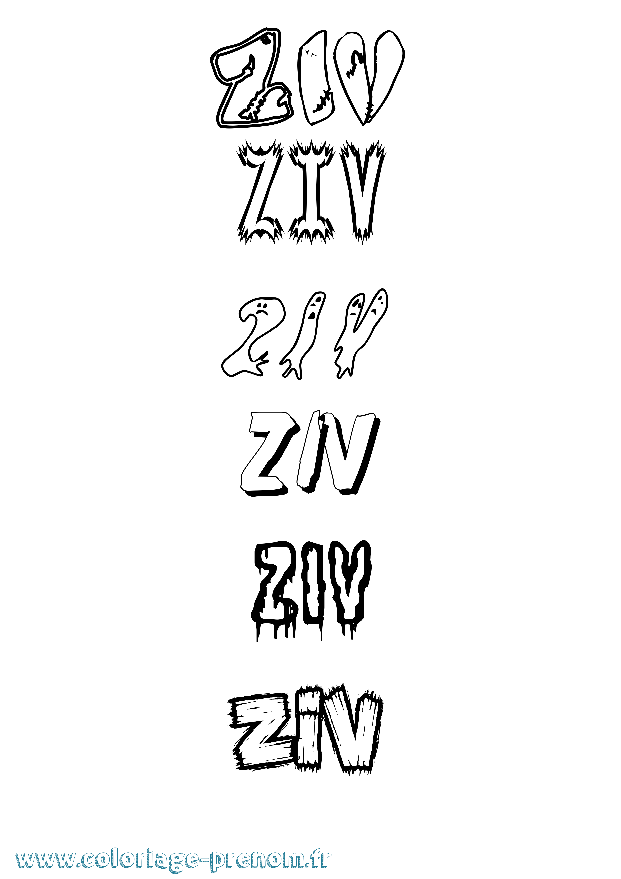 Coloriage Ziv Frisson Coloriage prénom Ziv Frisson