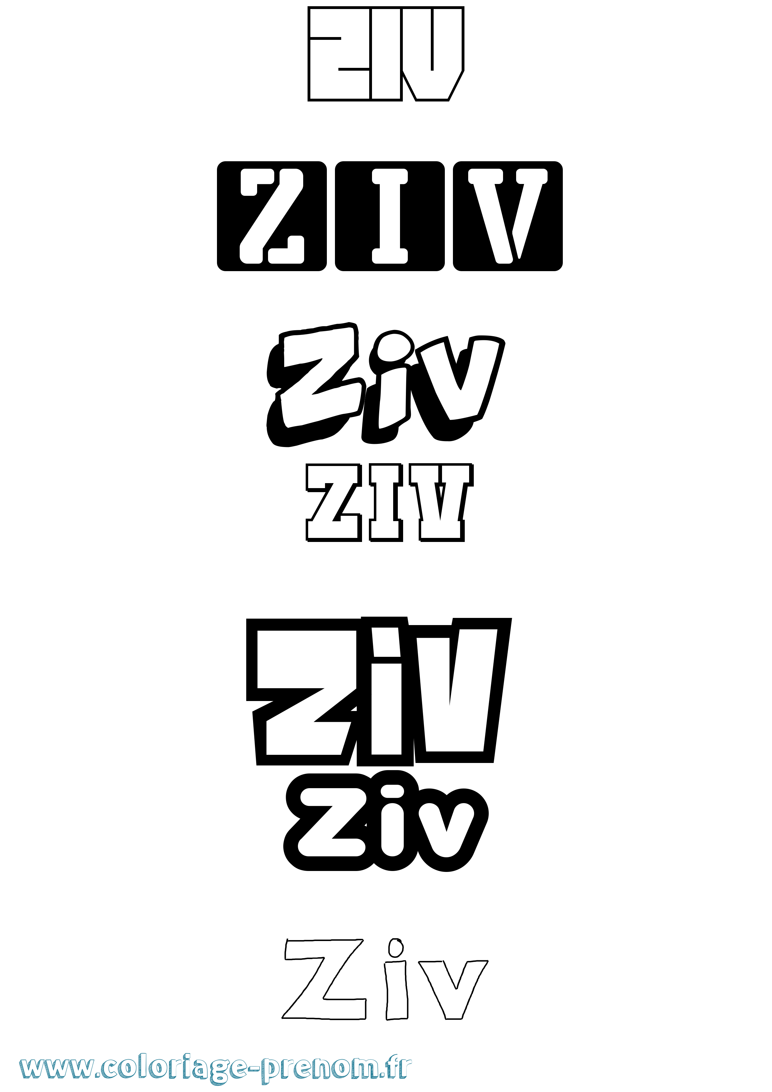 Coloriage Ziv Simple Coloriage prénom Ziv Simple