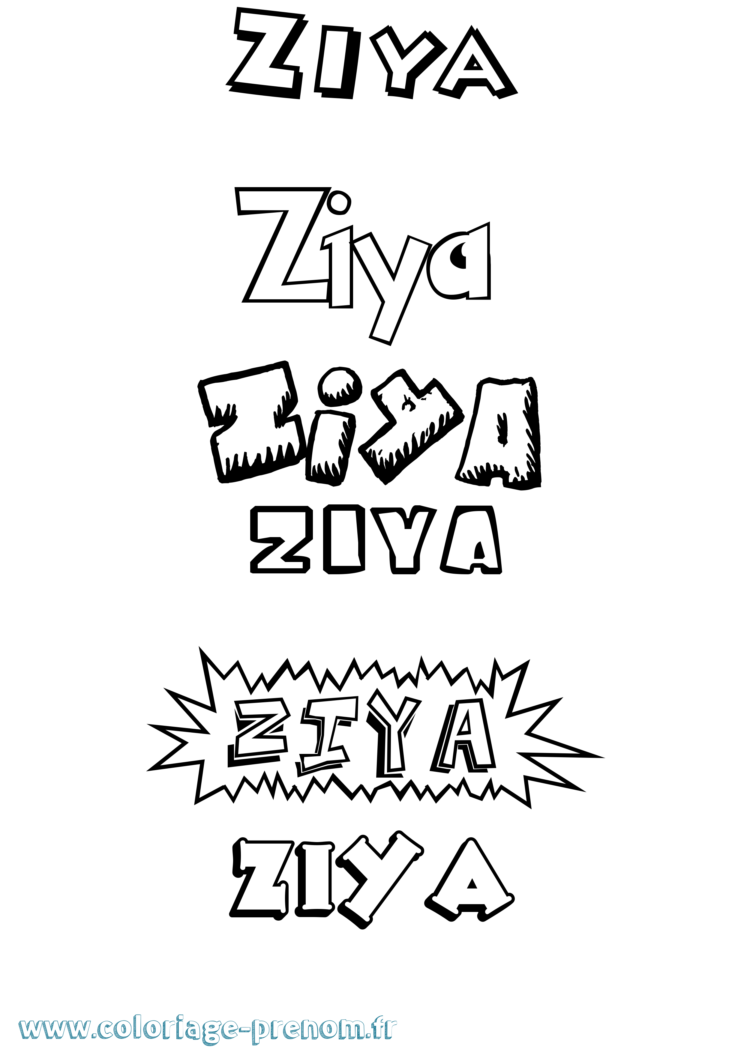 Coloriage Ziya Dessin Animé Coloriage prénom Ziya Dessin Animé