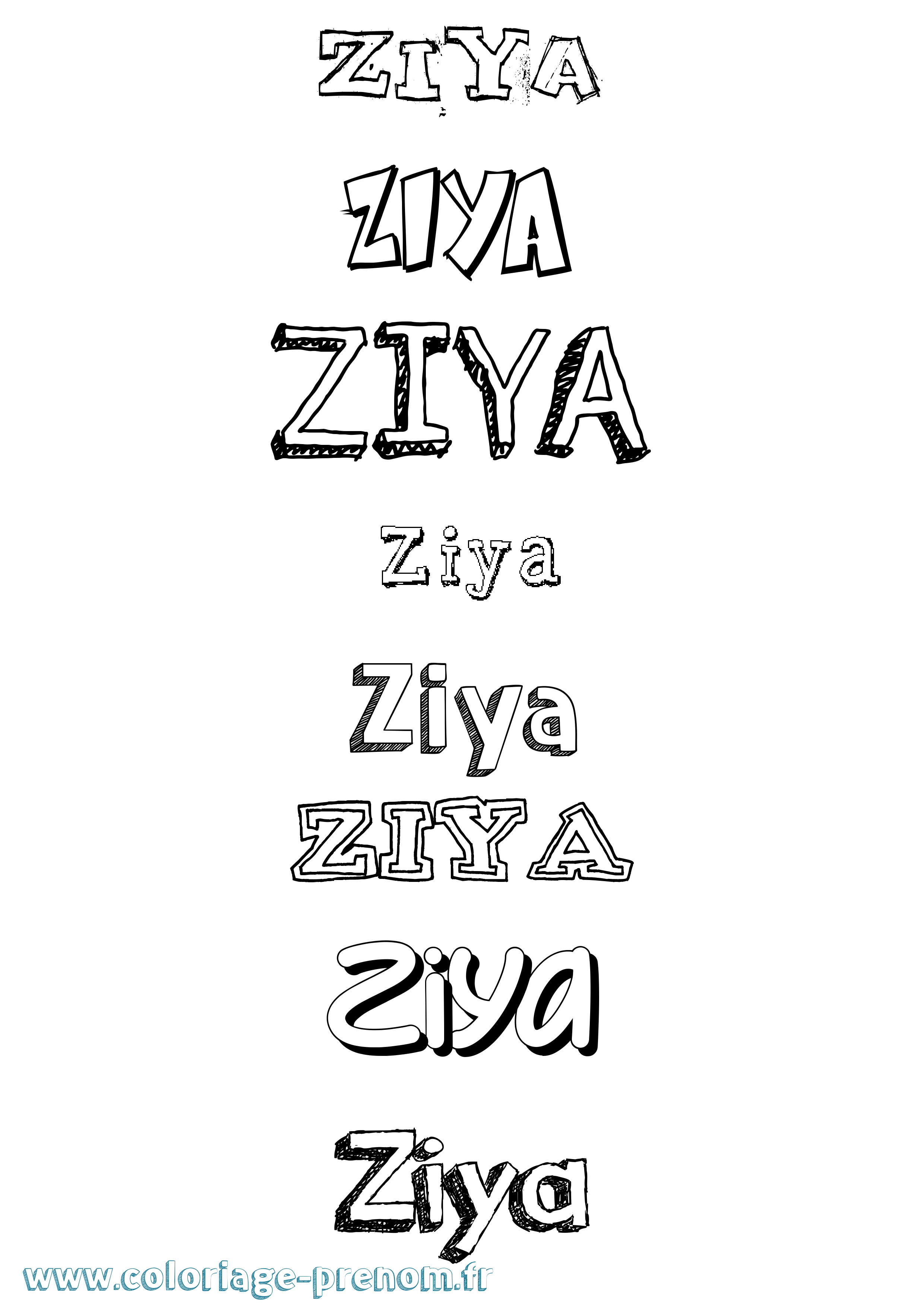 Coloriage Ziya Dessiné Coloriage prénom Ziya Dessiné