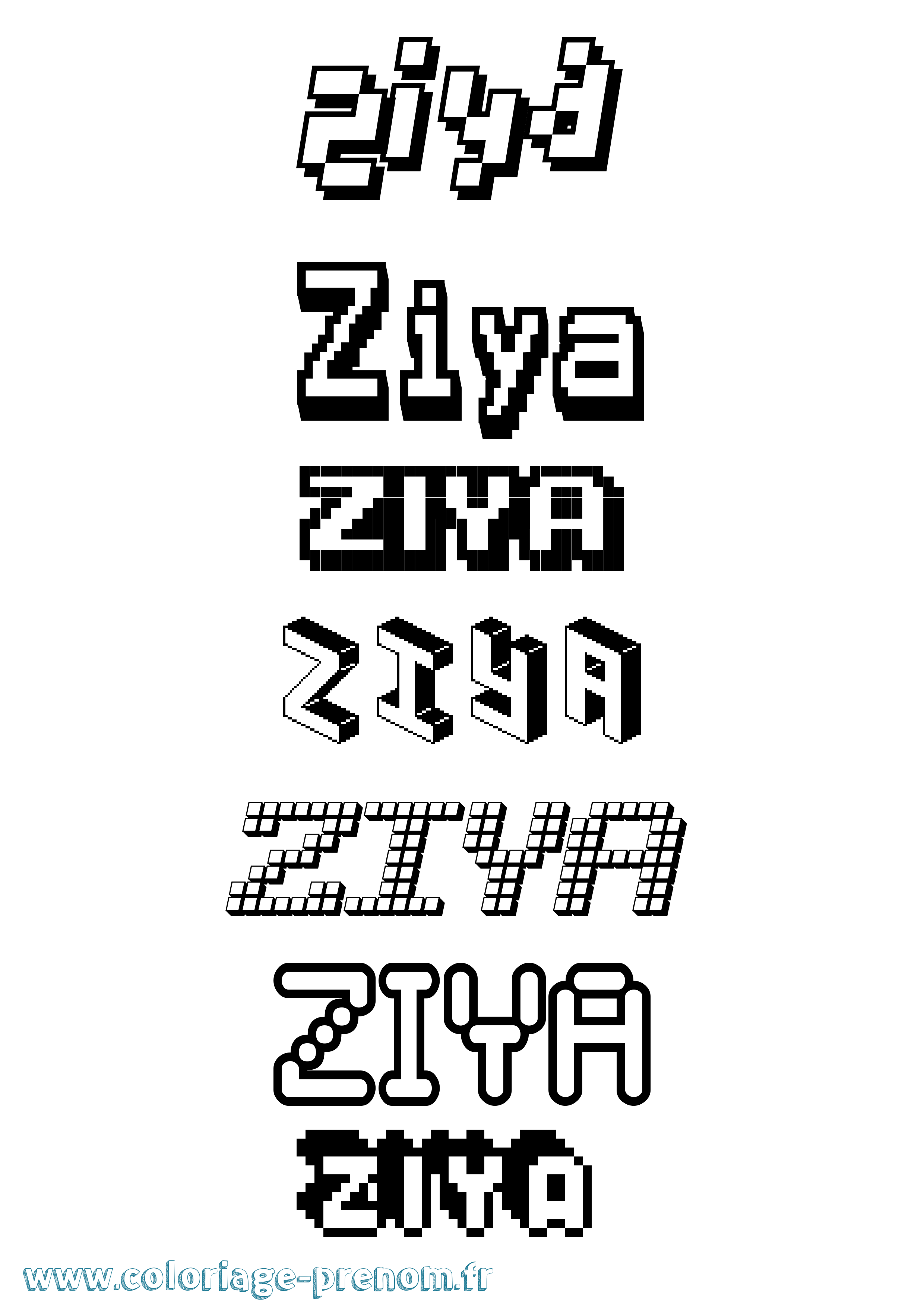 Coloriage Ziya Pixel Coloriage prénom Ziya Pixel