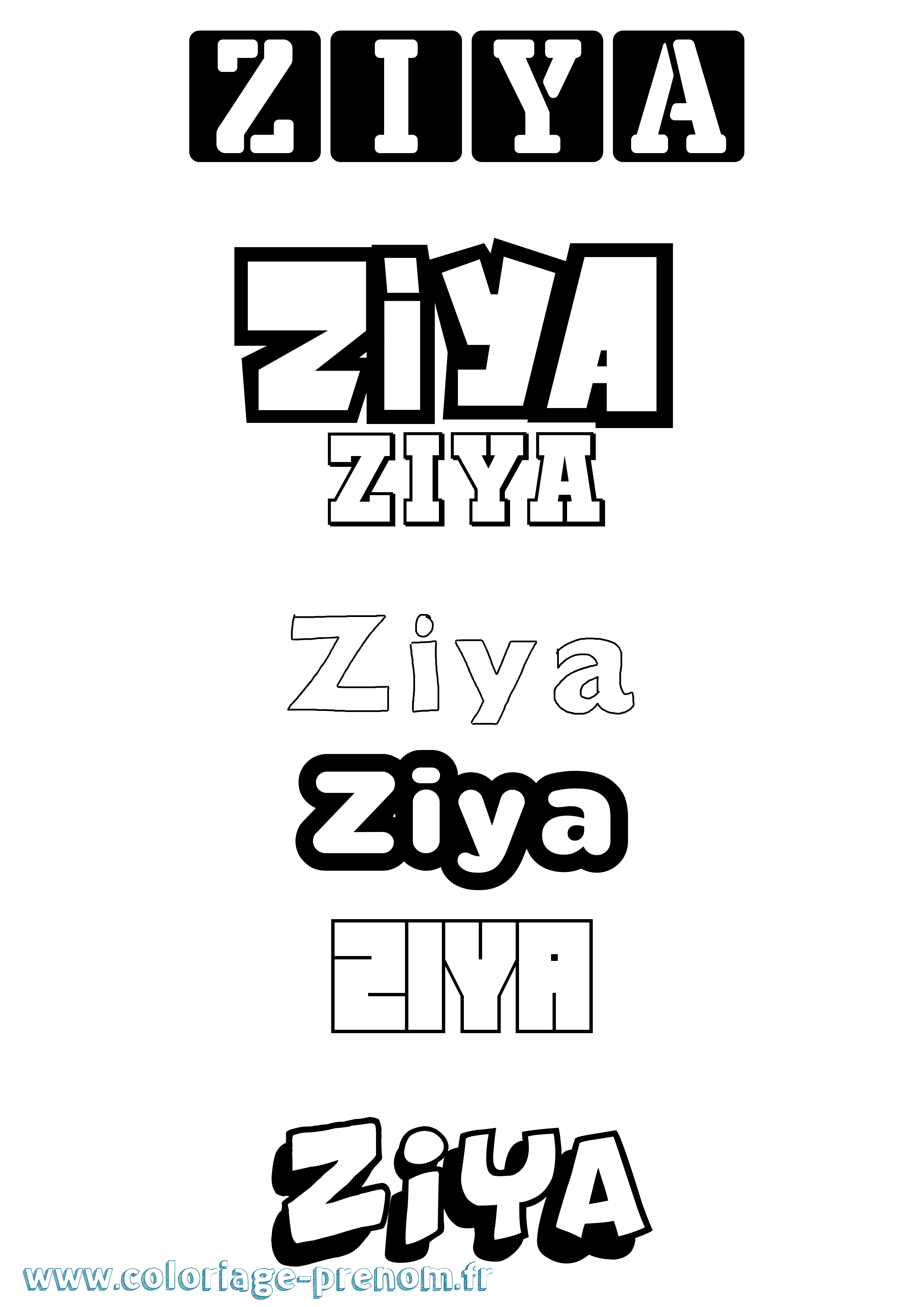 Coloriage Ziya Simple Coloriage prénom Ziya Simple
