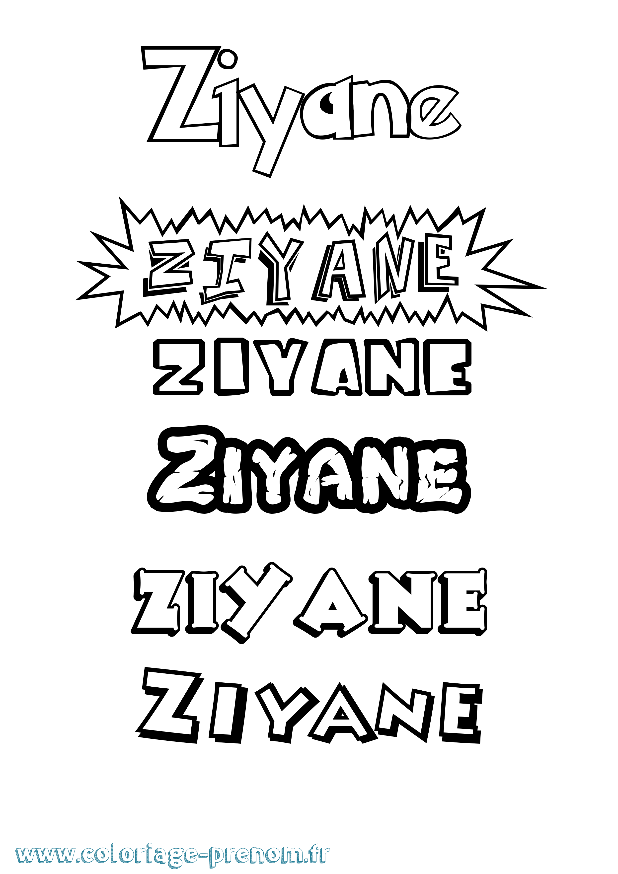 Coloriage Ziyane Dessin Animé Coloriage prénom Ziyane Dessin Animé
