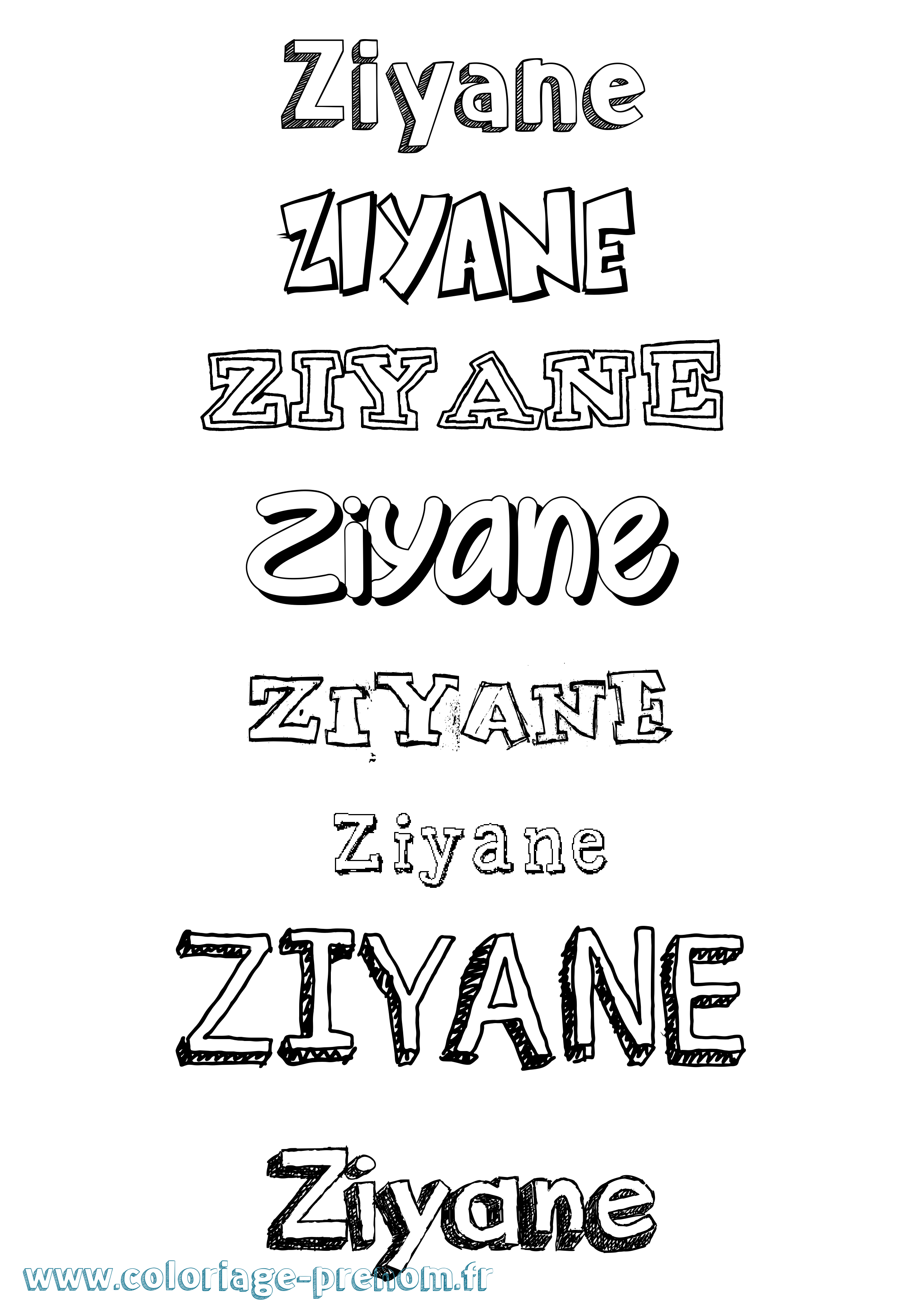 Coloriage Ziyane Dessiné Coloriage prénom Ziyane Dessiné