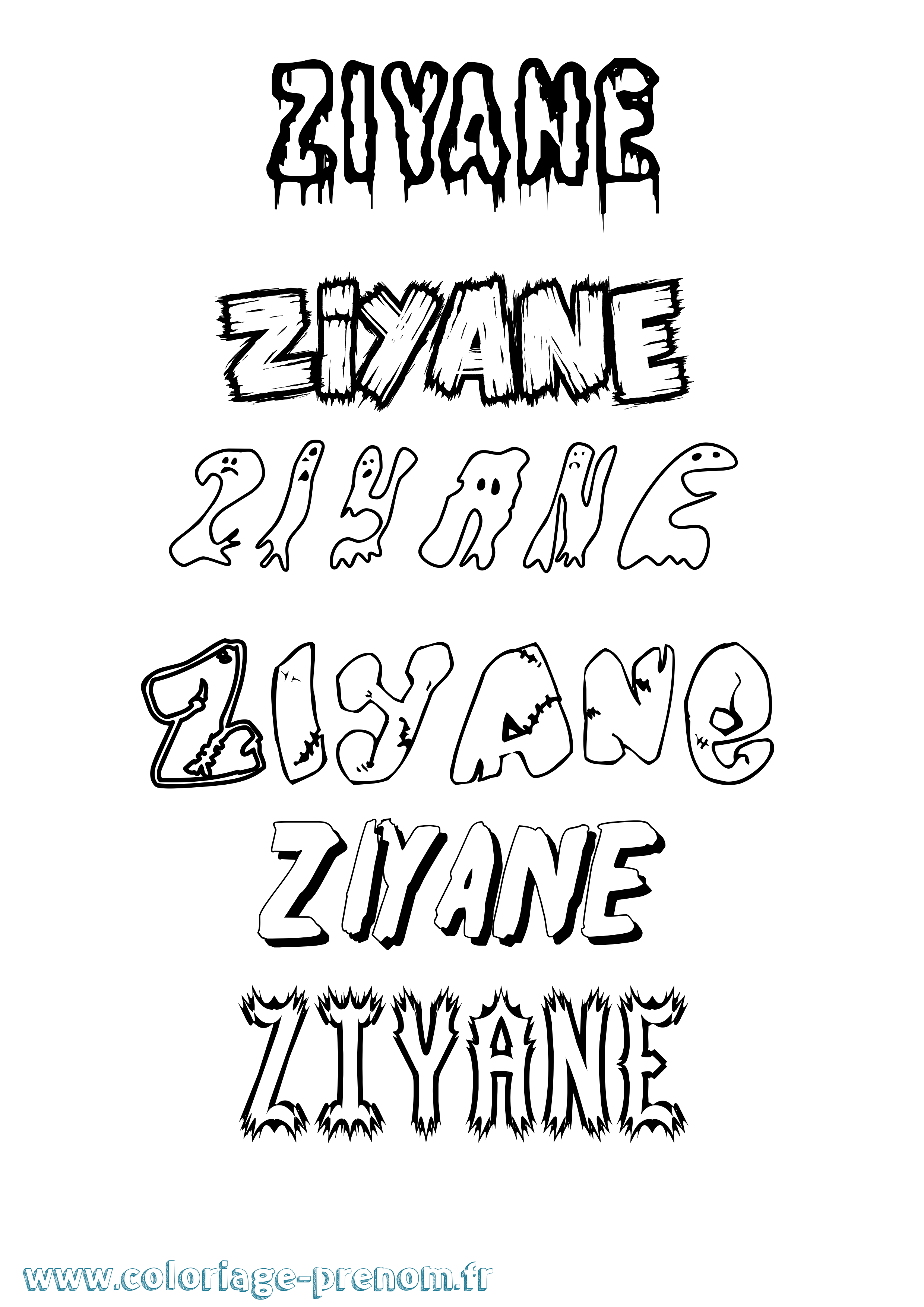 Coloriage Ziyane Frisson Coloriage prénom Ziyane Frisson
