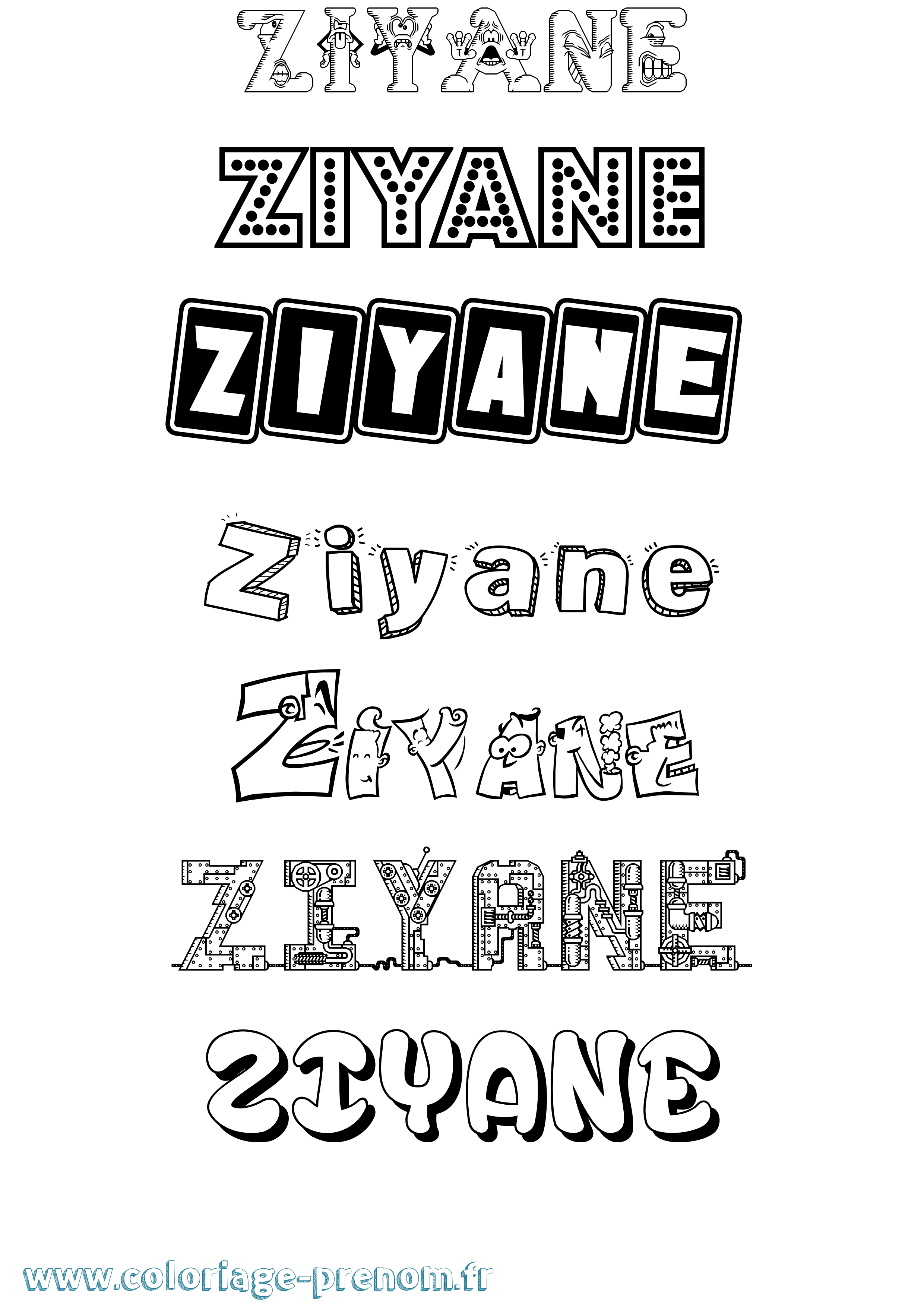 Coloriage Ziyane Fun Coloriage prénom Ziyane Fun