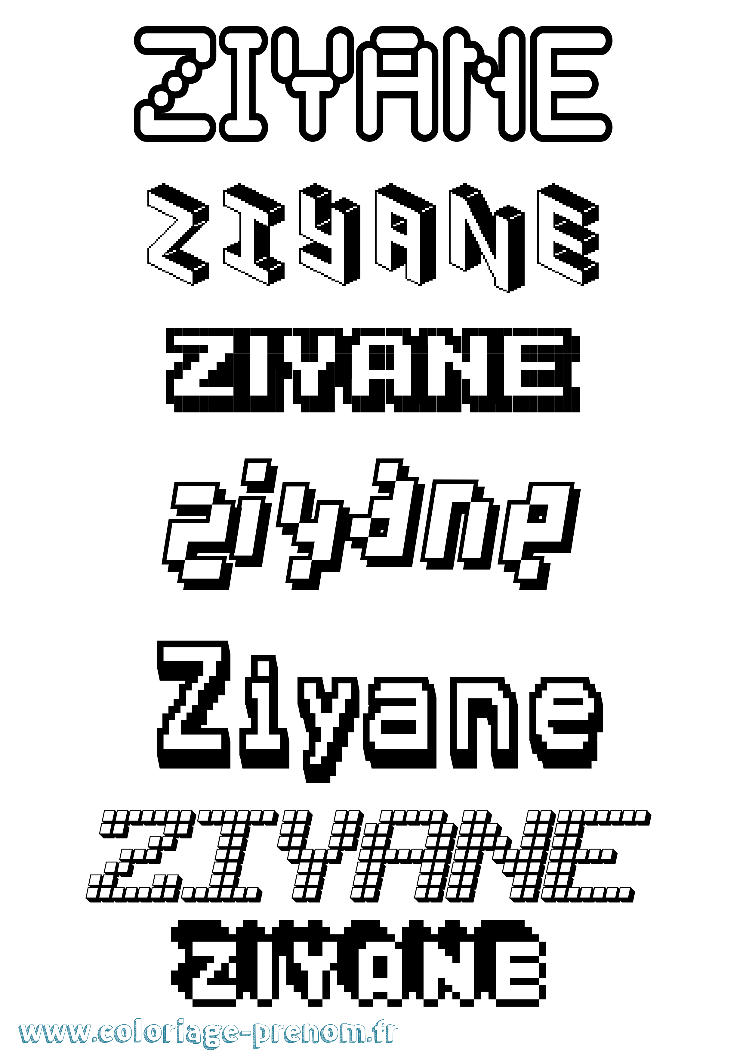 Coloriage Ziyane Pixel Coloriage prénom Ziyane Pixel
