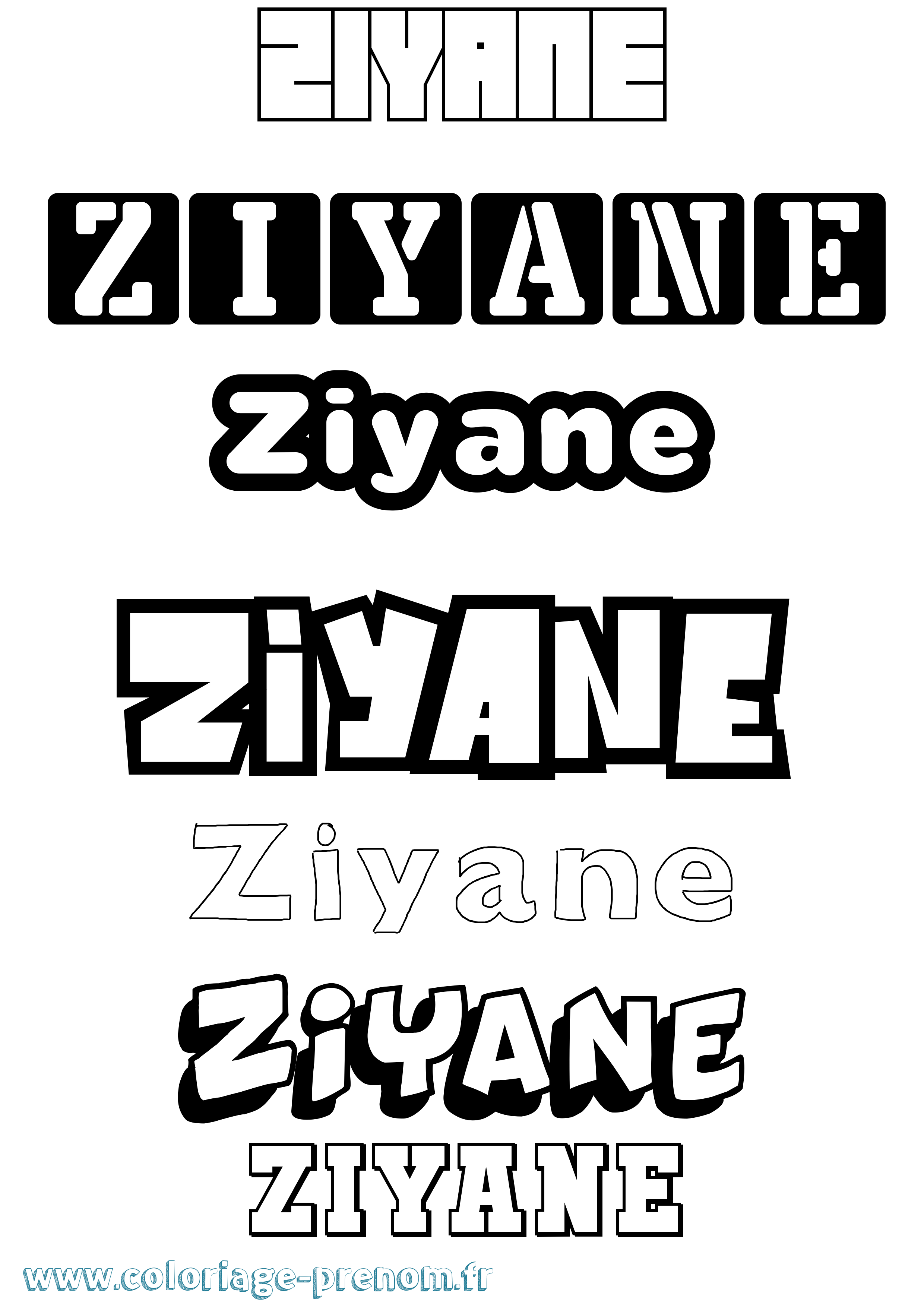 Coloriage Ziyane Simple Coloriage prénom Ziyane Simple
