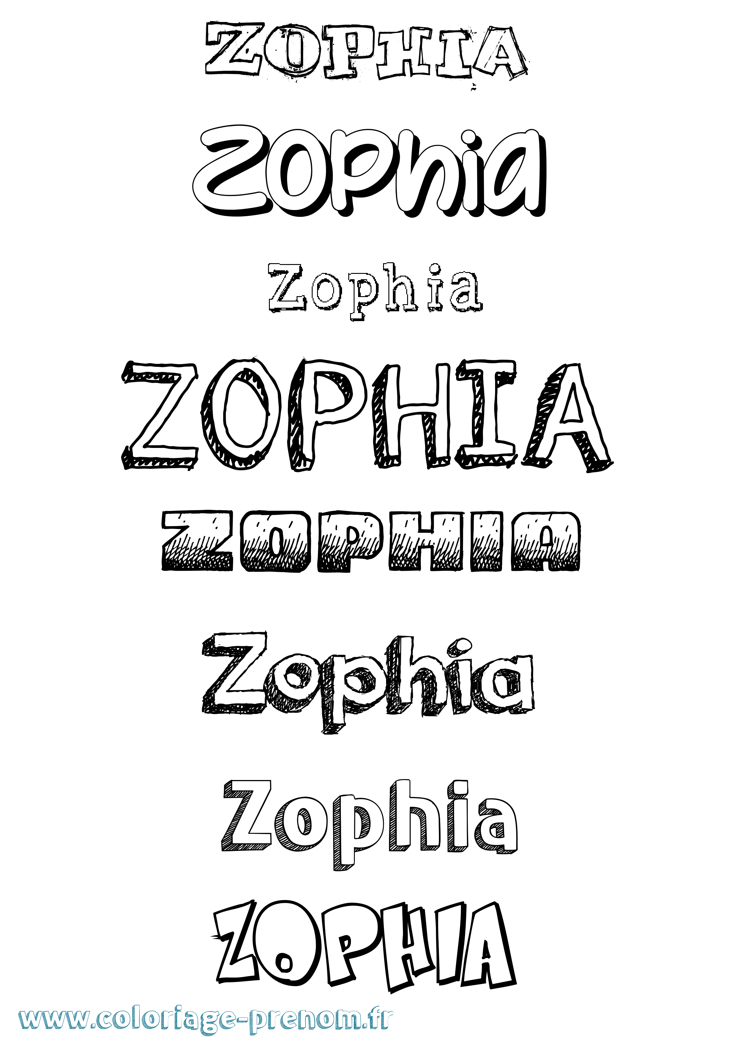 Coloriage Zophia Dessiné Coloriage prénom Zophia Dessiné