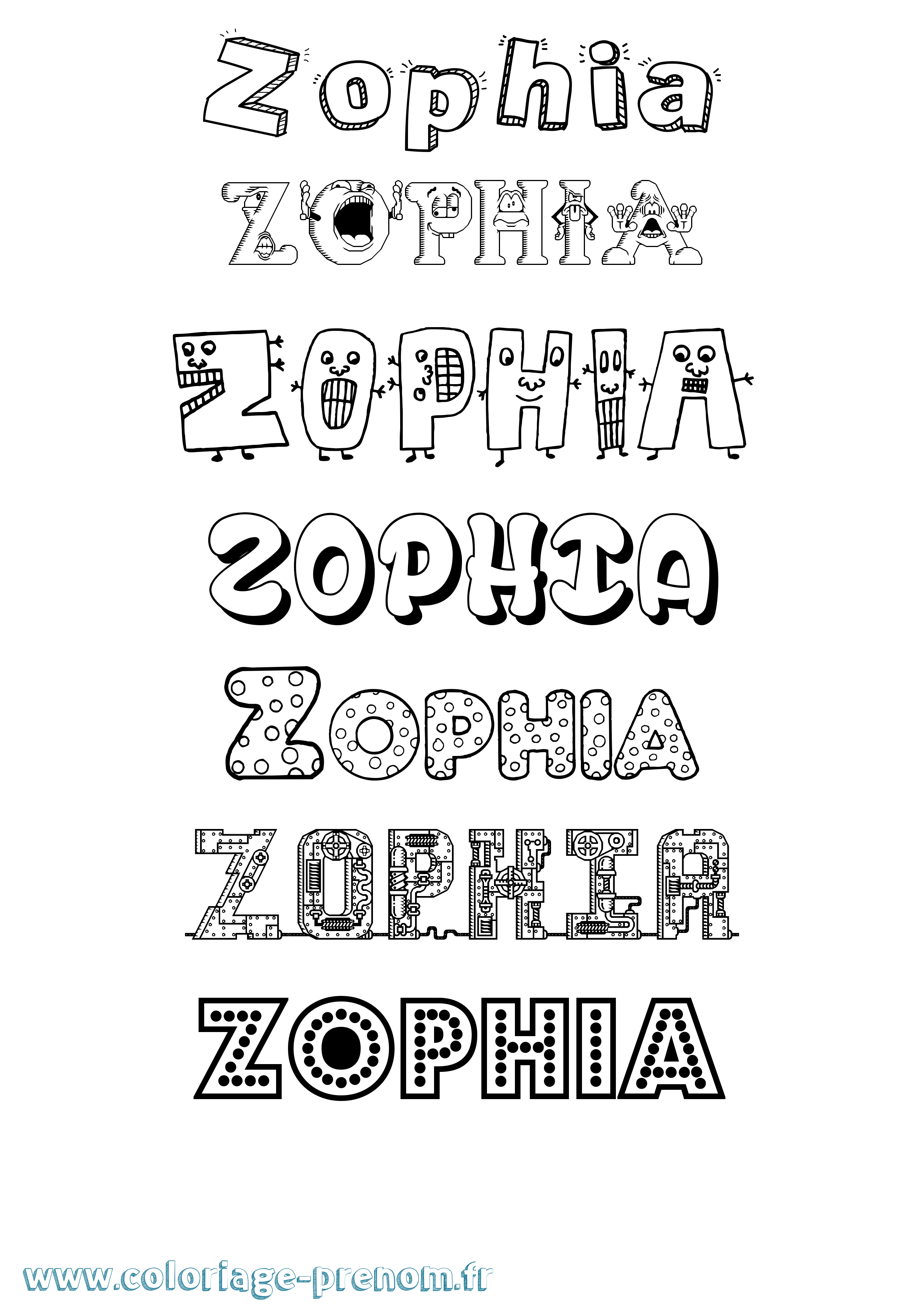 Coloriage Zophia Fun Coloriage prénom Zophia Fun