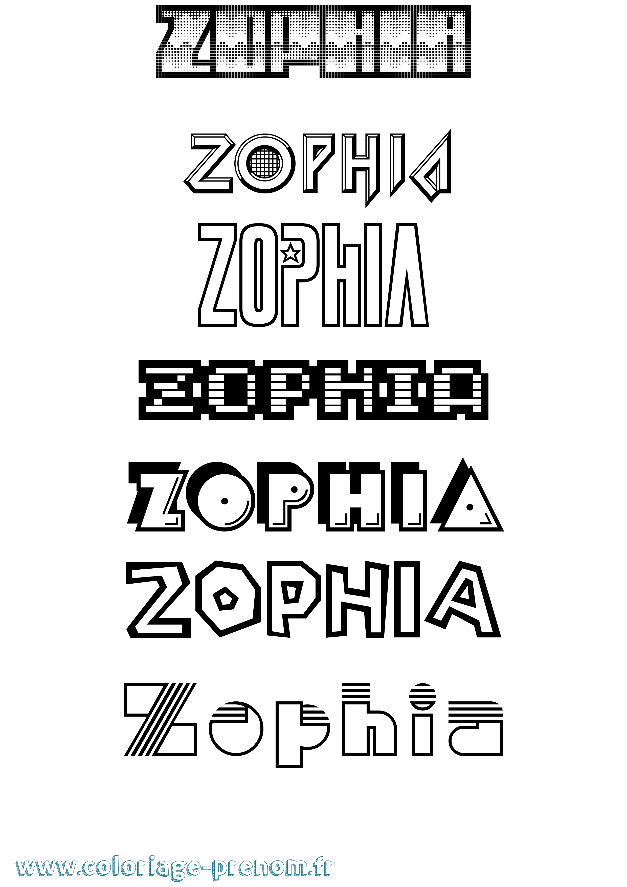 Coloriage Zophia Jeux Vidéos Coloriage prénom Zophia Jeux Vidéos