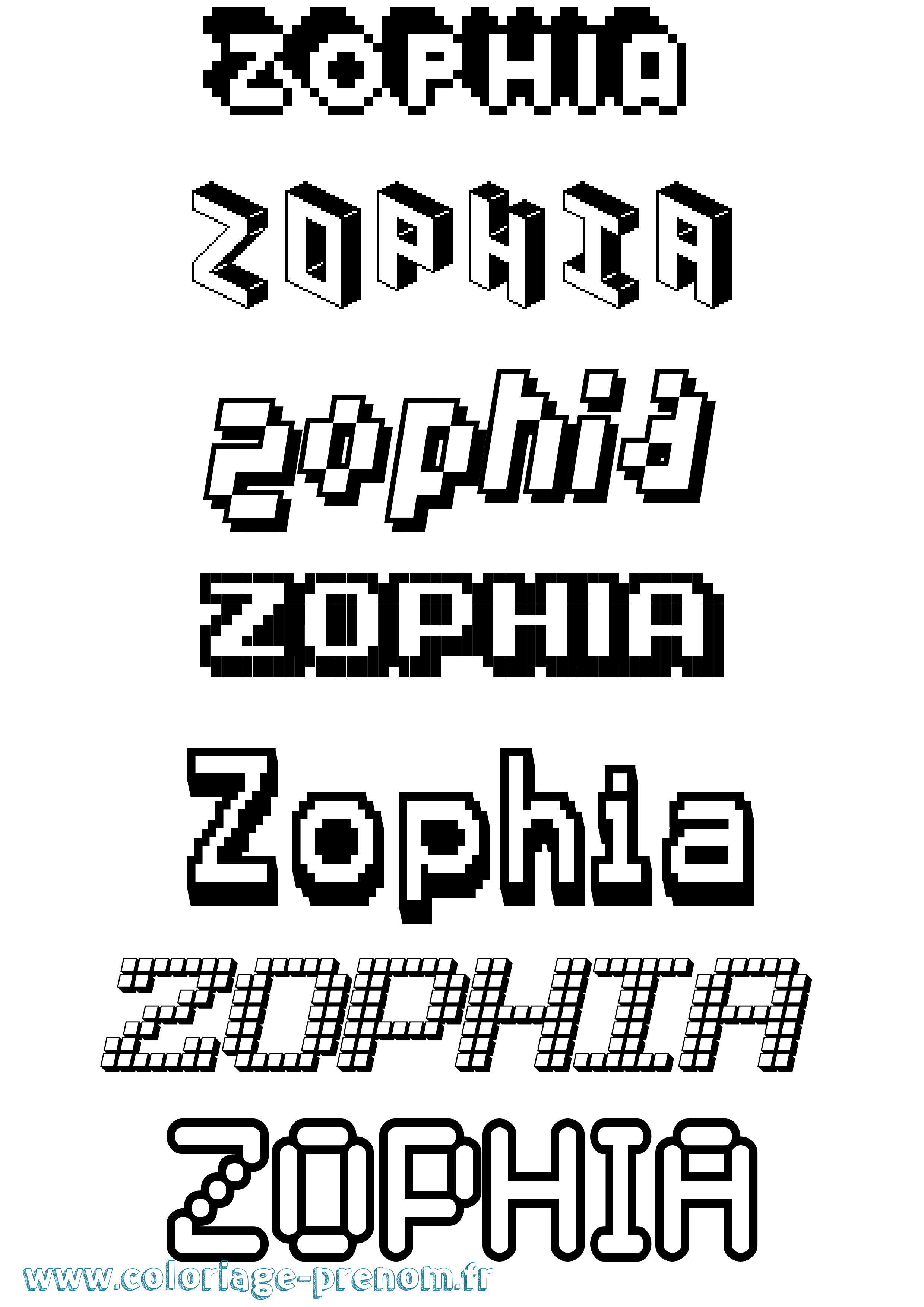 Coloriage Zophia Pixel Coloriage prénom Zophia Pixel