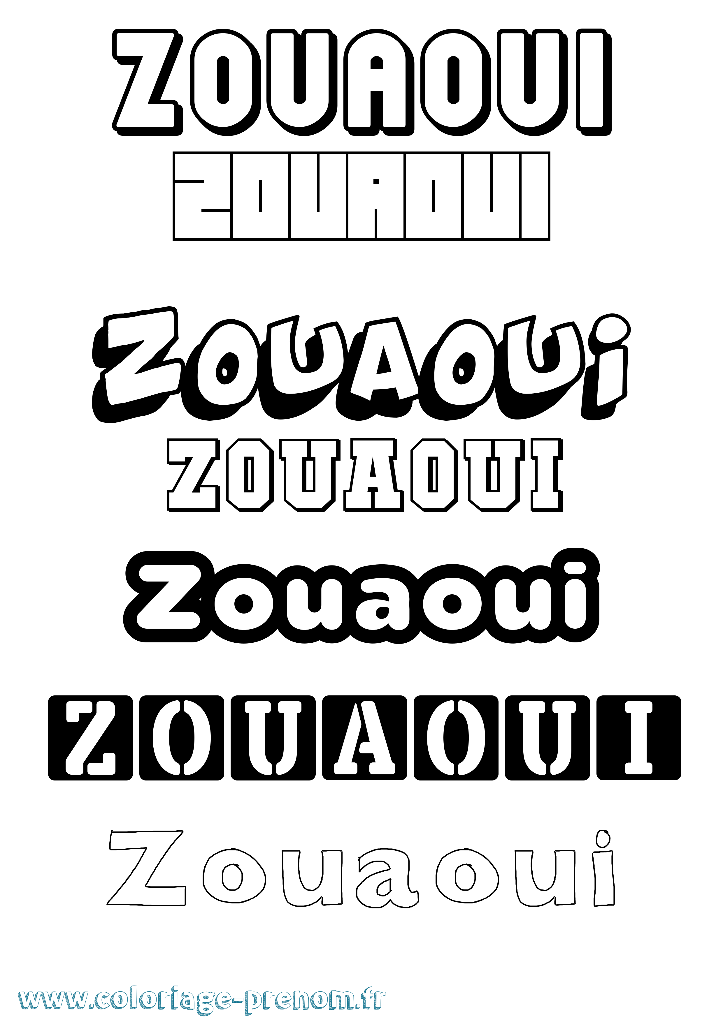 Coloriage Zouaoui Simple Coloriage prénom Zouaoui Simple